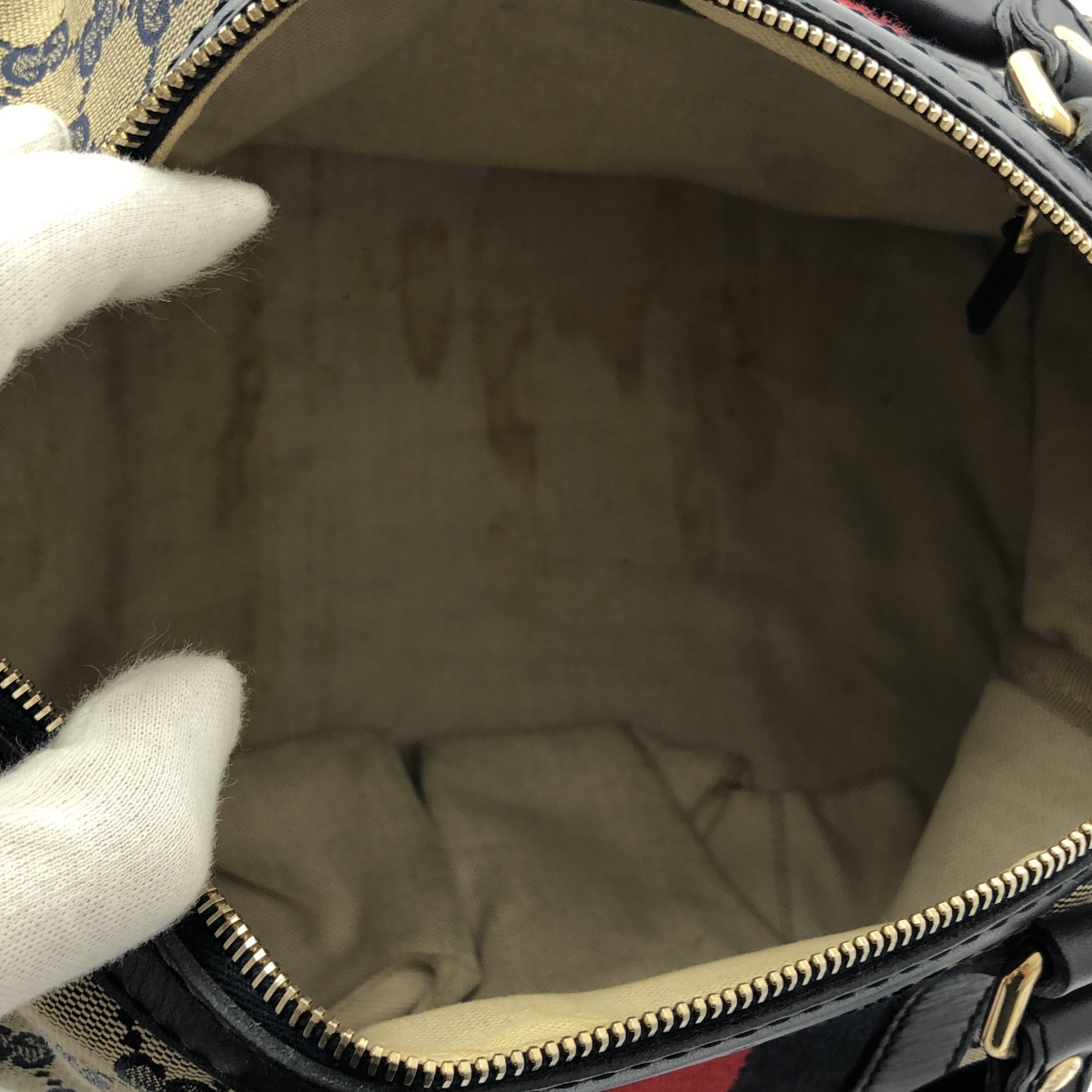 GUCCI / グッチ GGキャンバス シェリーライン ボストンバッグ