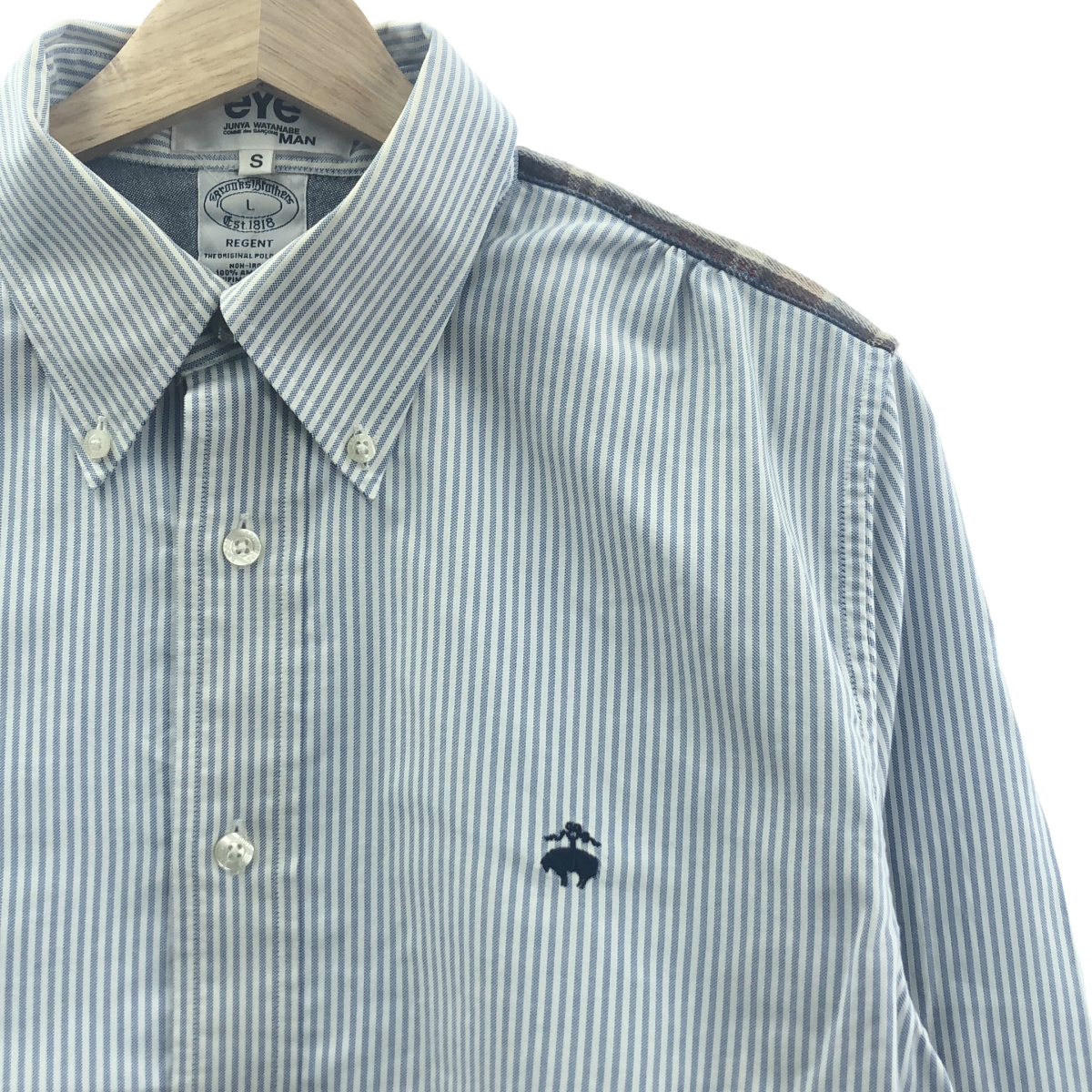 eye JUNYA WATANABE COMME des GARCONS MAN / アイジュンヤワタナベ マン ×BROOKS BROTHERS ブルックスブラザーズ / 異素材切替 ストライプ オックスフォード ボタンダウンシャツ