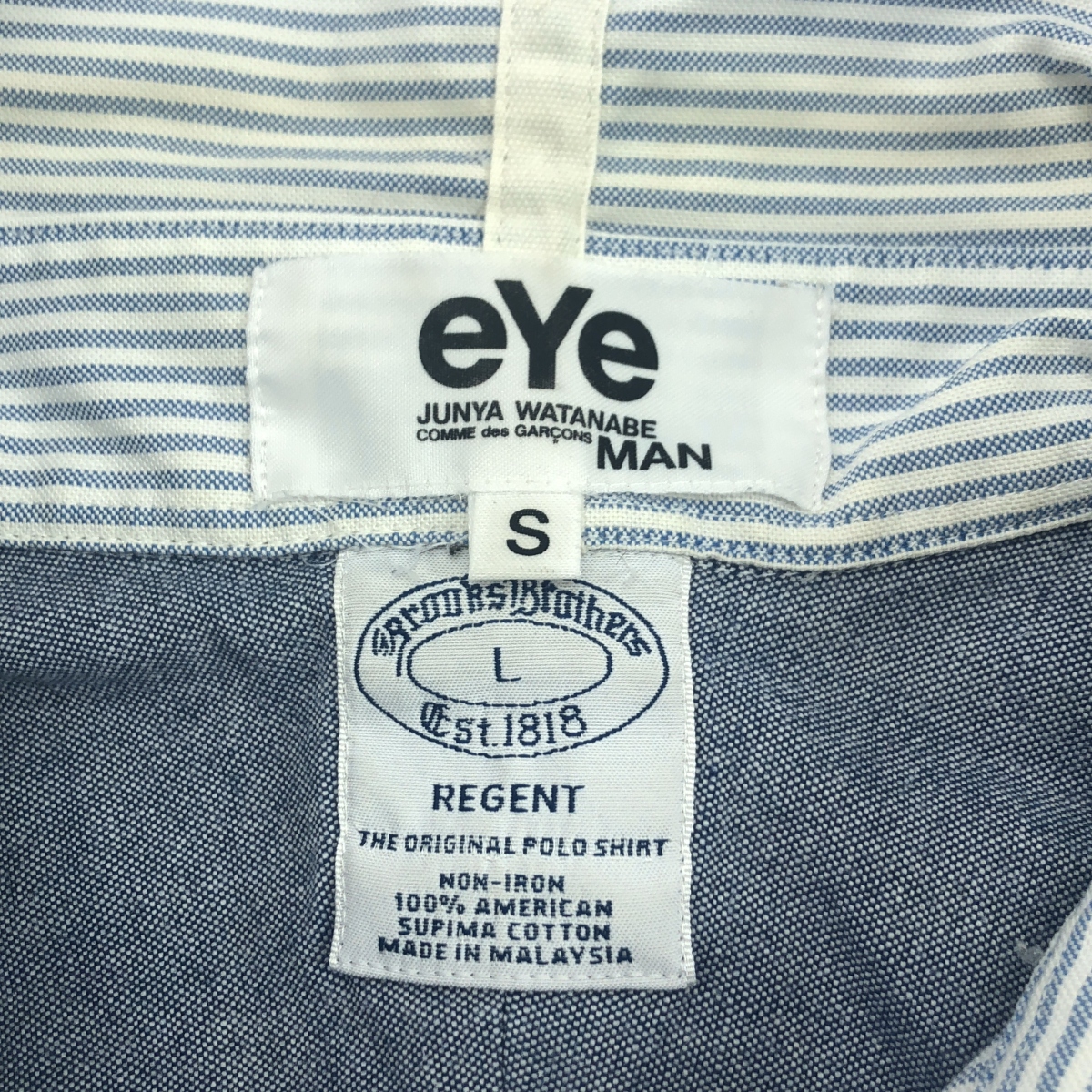 eye JUNYA WATANABE COMME des GARCONS MAN / アイジュンヤワタナベ マン ×BROOKS BROTHERS ブルックスブラザーズ / 異素材切替 ストライプ オックスフォード ボタンダウンシャツ