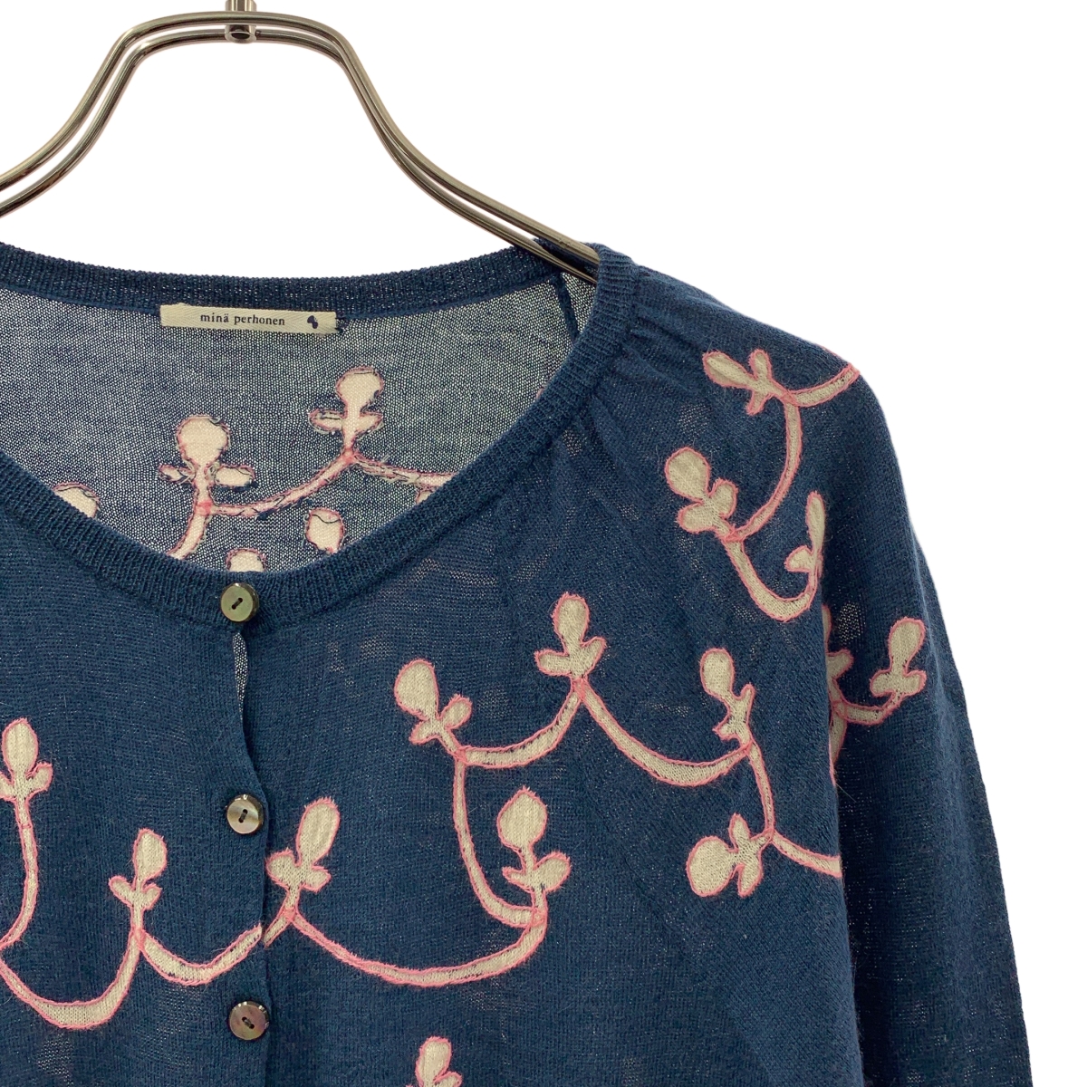 mina perhonen / ミナペルホネン noppara コットン アンゴラ 刺しゅう カーディガン