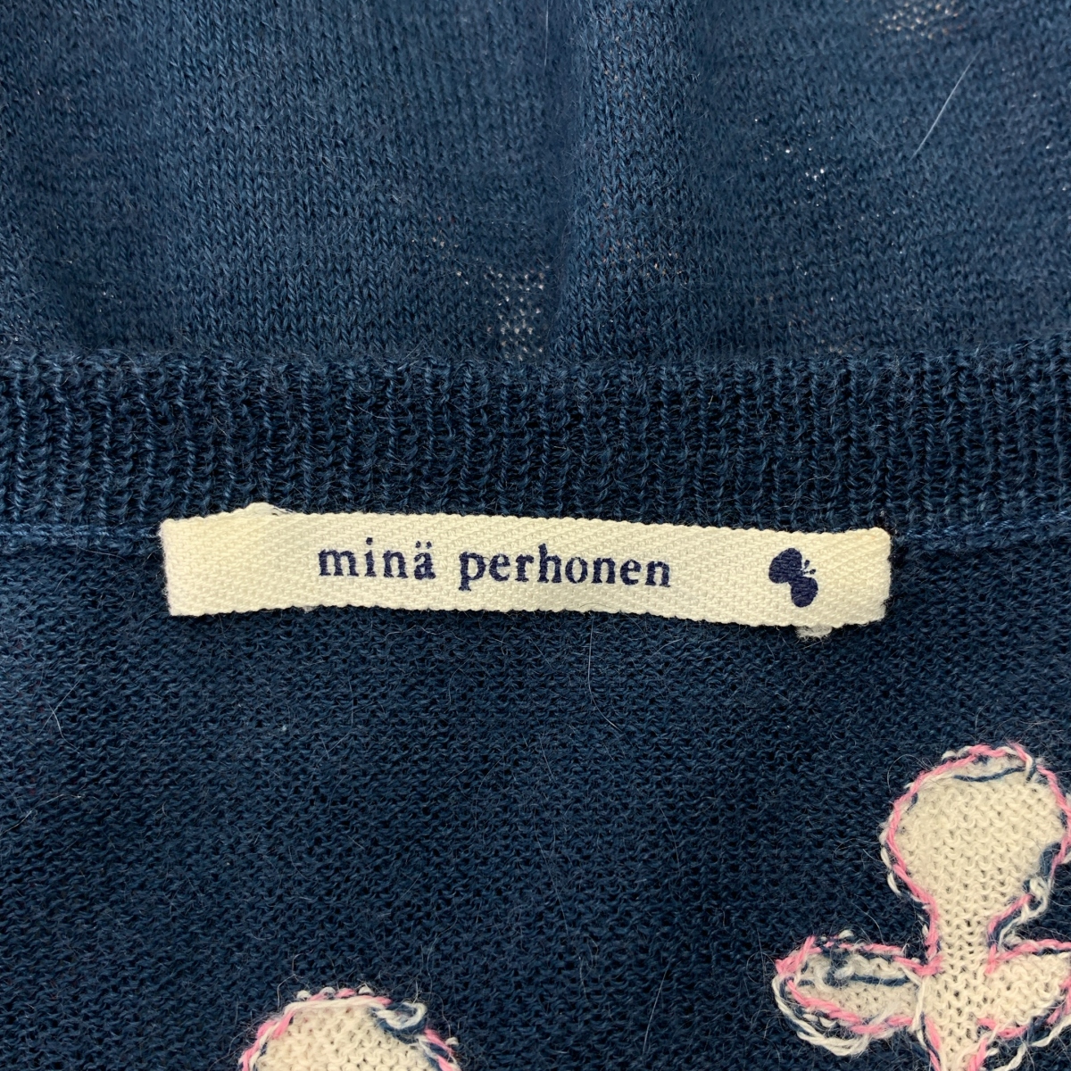 mina perhonen / ミナペルホネン noppara コットン アンゴラ 刺しゅう カーディガン