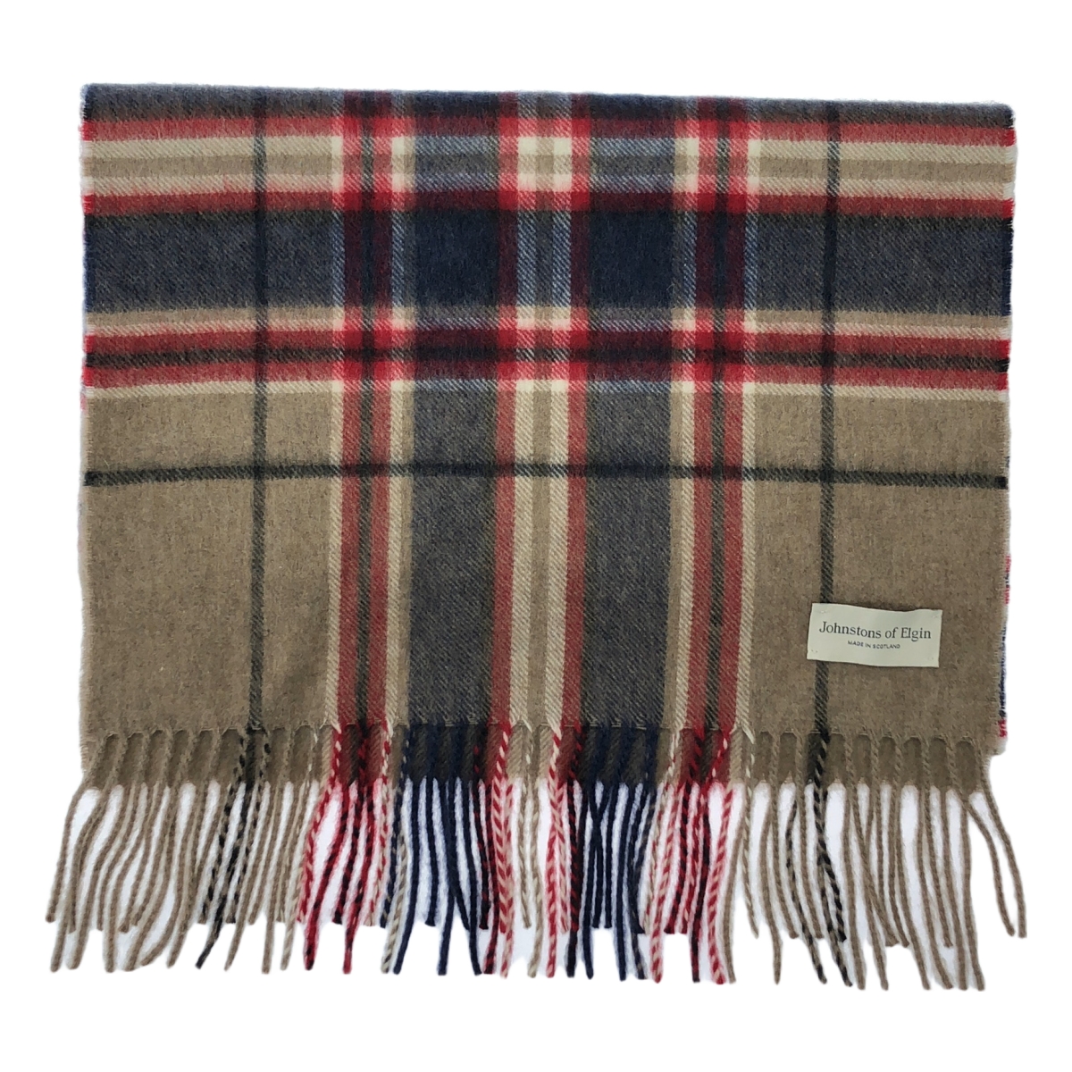 JOHNSTONS OF ELGIN / ジョンストンズオブエルガン カシミヤ チェック フリンジ マフラー