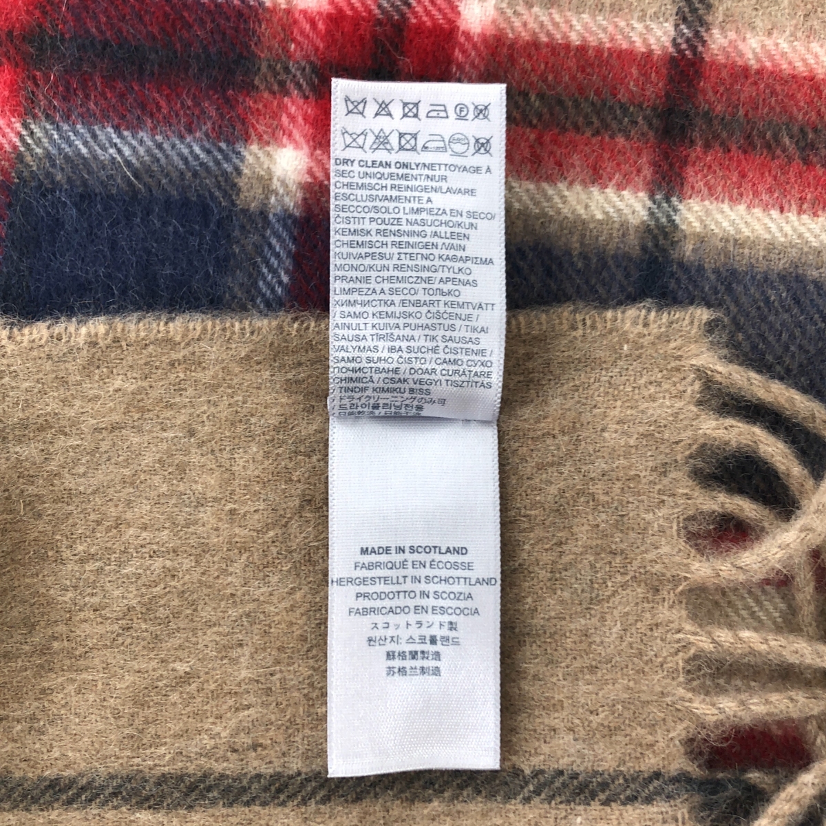 JOHNSTONS OF ELGIN / ジョンストンズオブエルガン カシミヤ チェック フリンジ マフラー