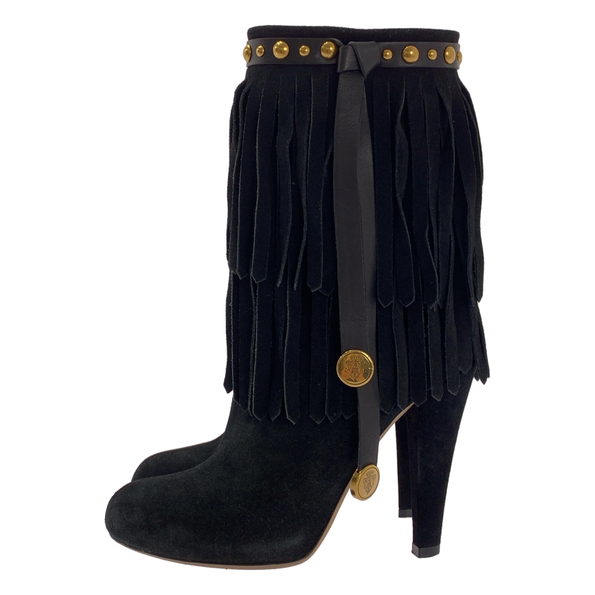 GUCCI / グッチ スエードレザー フリンジ サイドジップ ショートブーツ