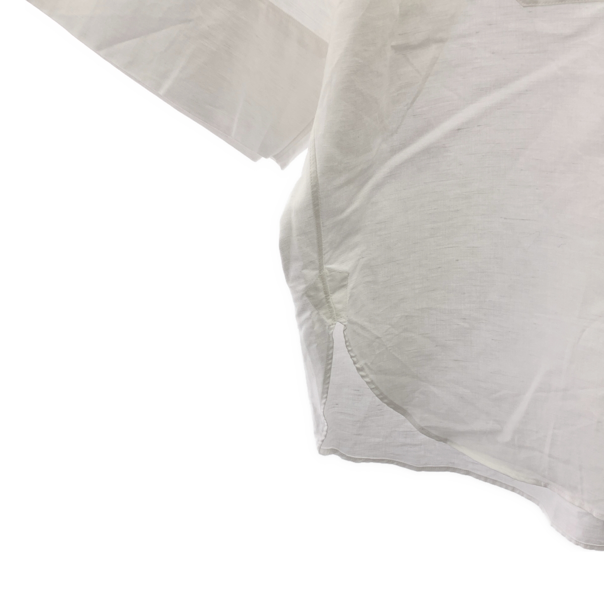 Drawer / ドゥロワー リネンコットン ハーフスリーブ比翼シャツ