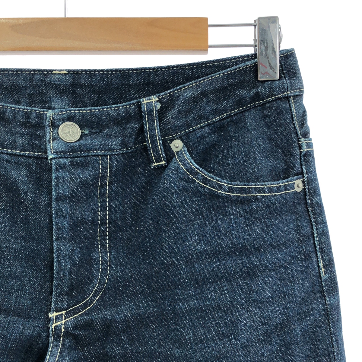 mina perhonen / ミナペルホネン always / 染め加工 レザーパッチ デニムパンツ