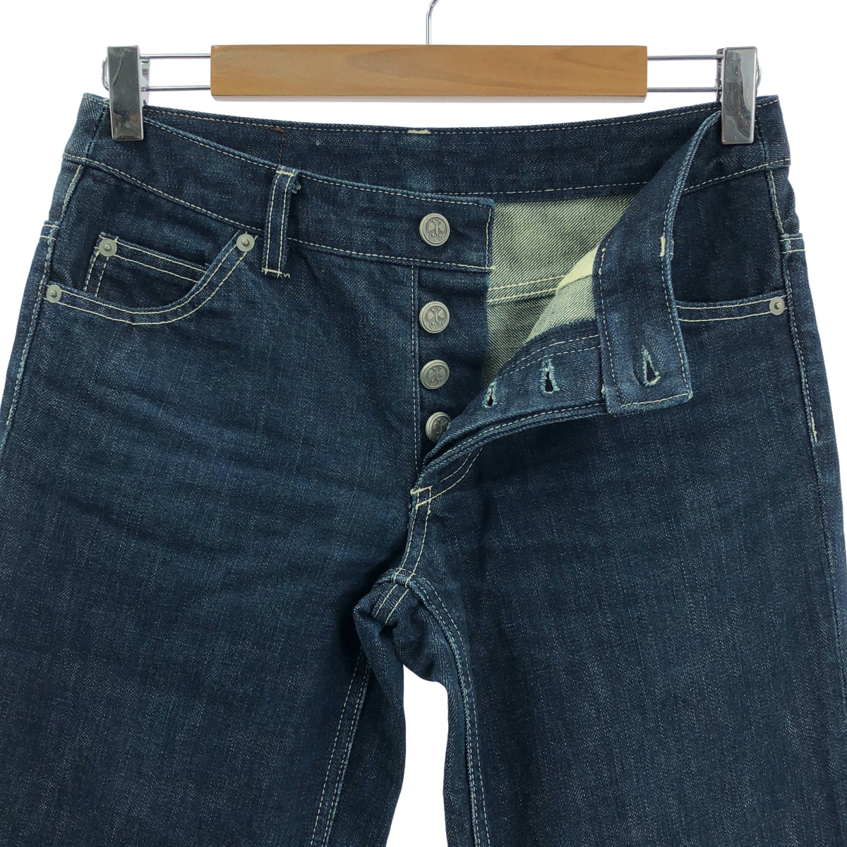 mina perhonen / ミナペルホネン always / 染め加工 レザーパッチ デニムパンツ