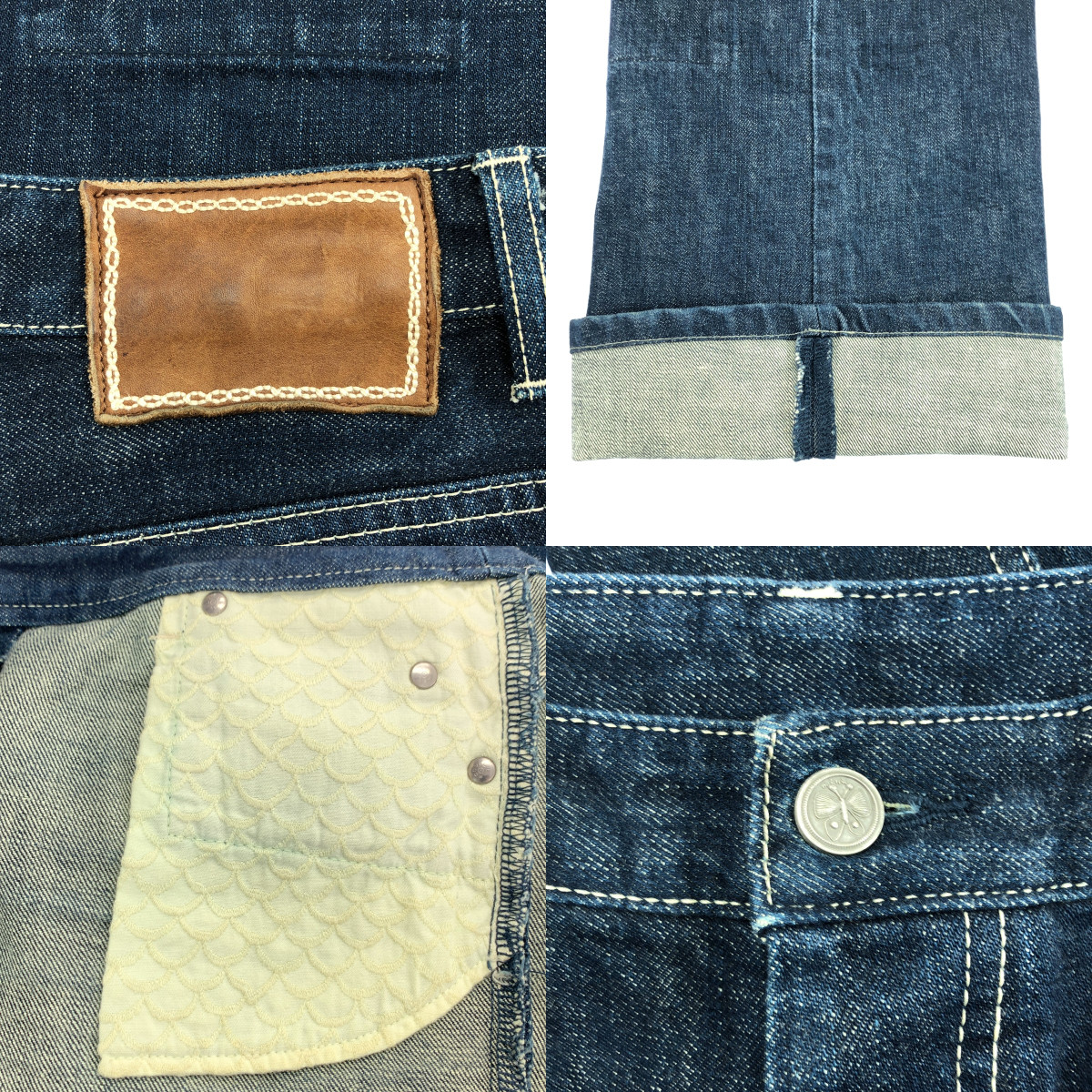 mina perhonen / ミナペルホネン always / 染め加工 レザーパッチ デニムパンツ