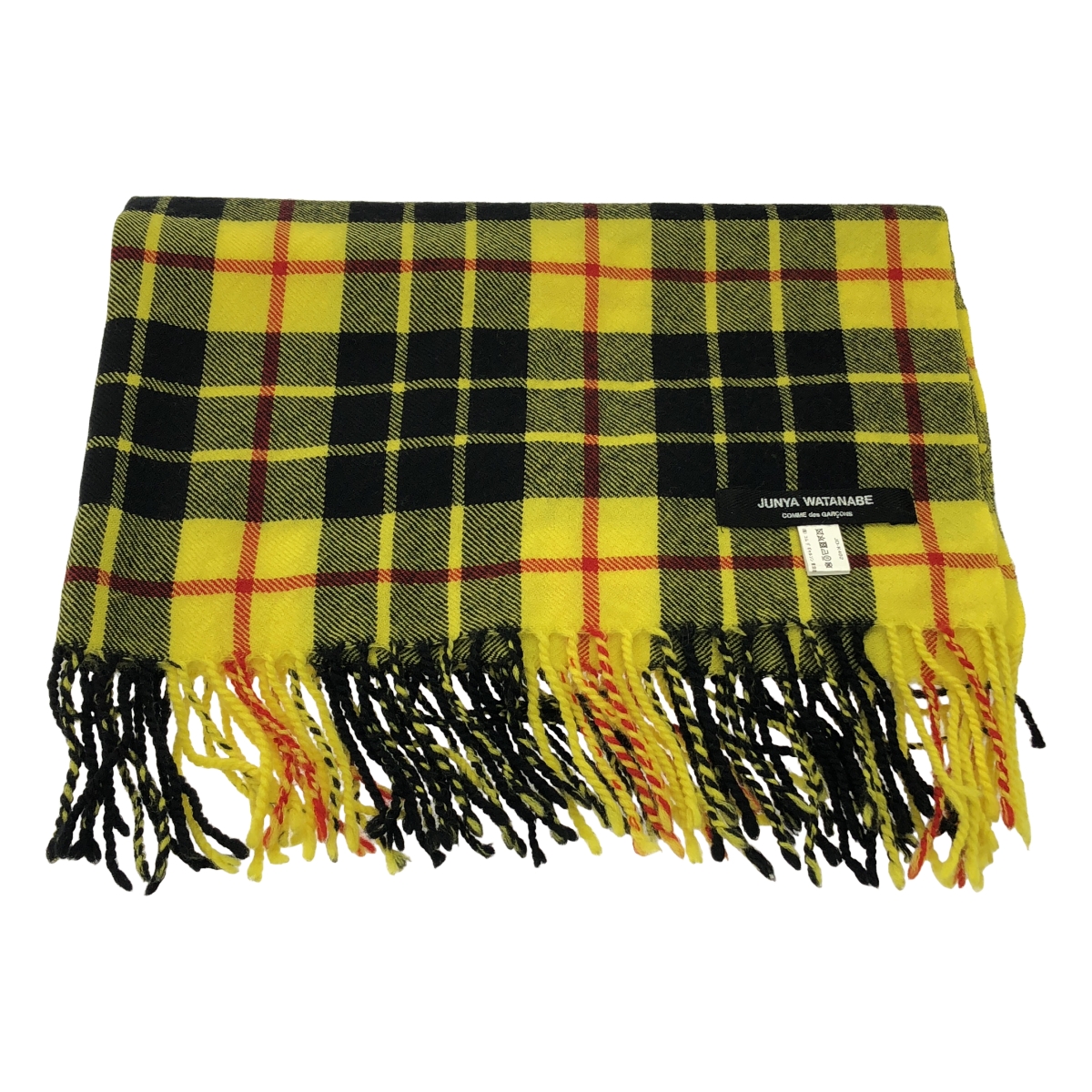 JUNYA WATANABE COMME des GARCONS / ジュンヤワタナベ ウール チェック フリンジ マフラー