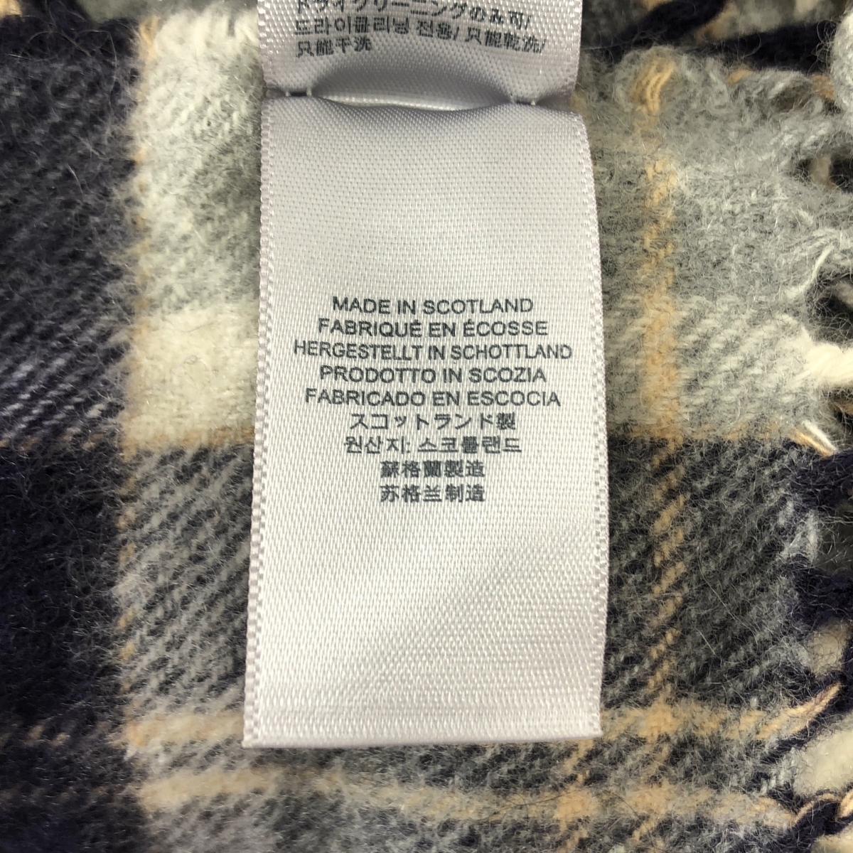 JOHNSTONS OF ELGIN / ジョンストンズオブエルガン カシミヤ チェック フリンジ マフラー ストール