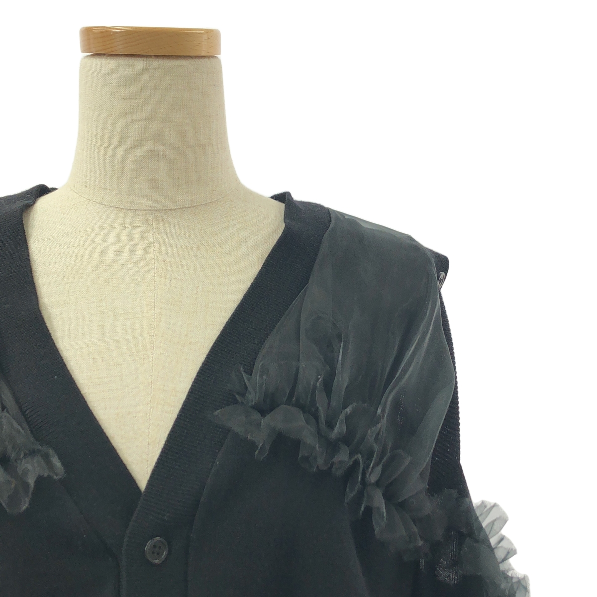 noir kei ninomiya / ノワールケイニノミヤ チュール フリル 装飾 カットアウト ニット カーディガン