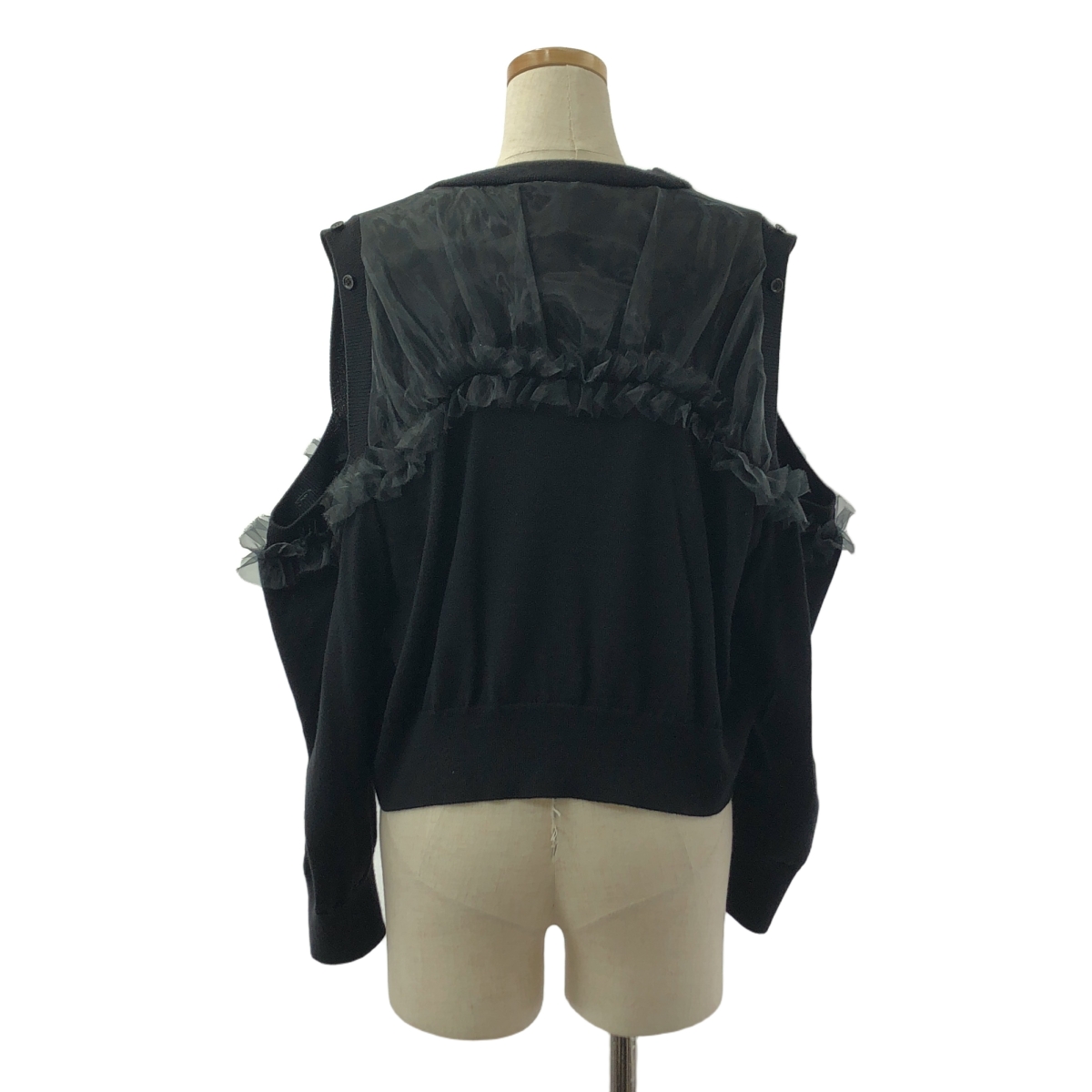 noir kei ninomiya / ノワールケイニノミヤ チュール フリル 装飾 カットアウト ニット カーディガン