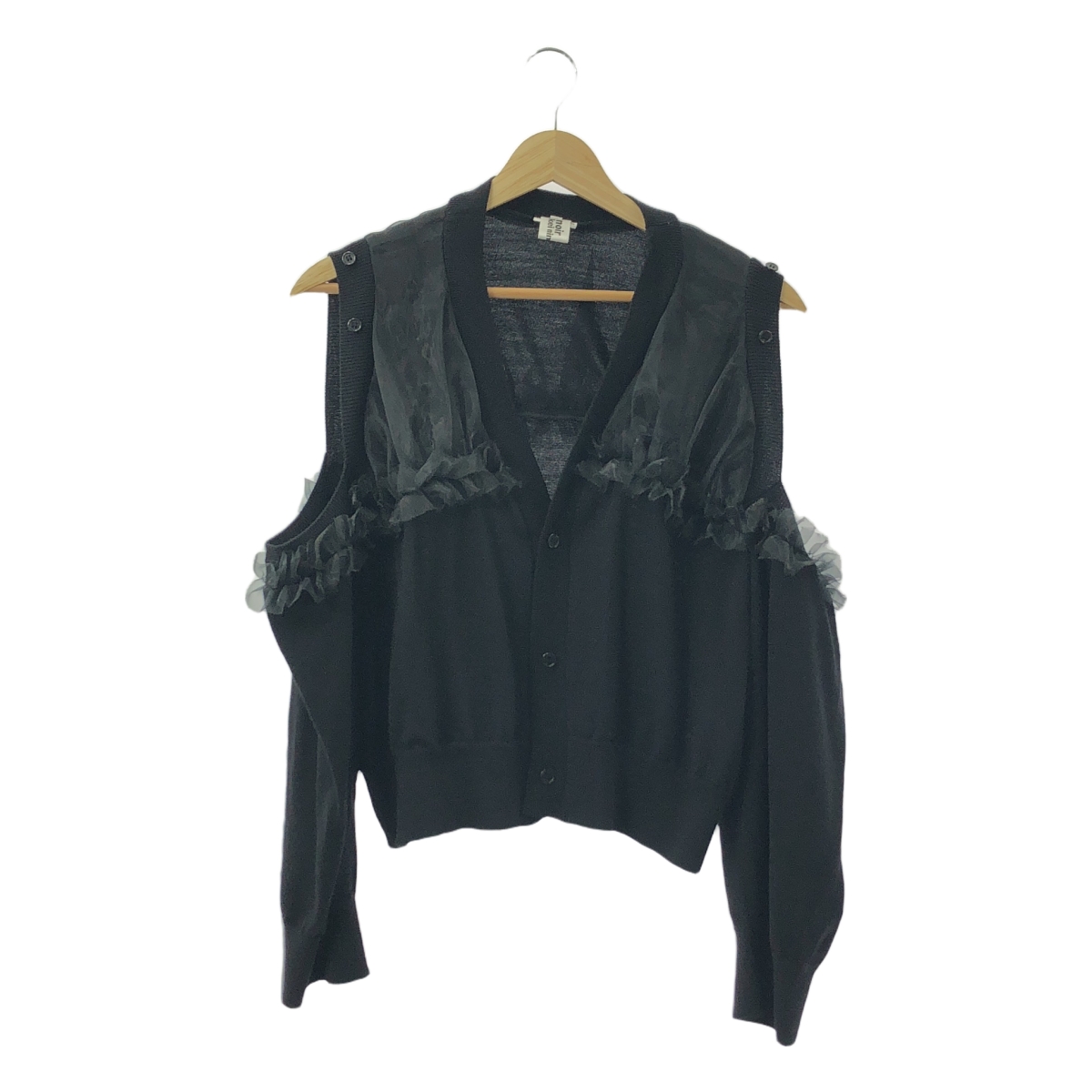 noir kei ninomiya / ノワールケイニノミヤ チュール フリル 装飾 カットアウト ニット カーディガン