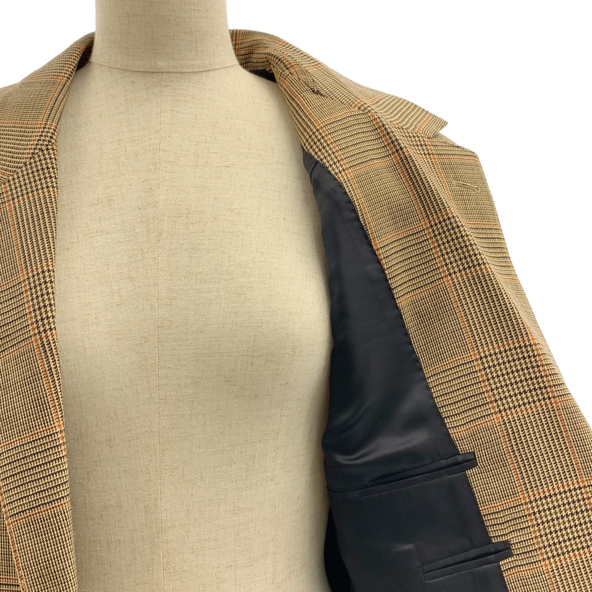 CELINE / セリーヌ ウール チェック 2B シングルブレスト テーラードジャケット / 総裏地