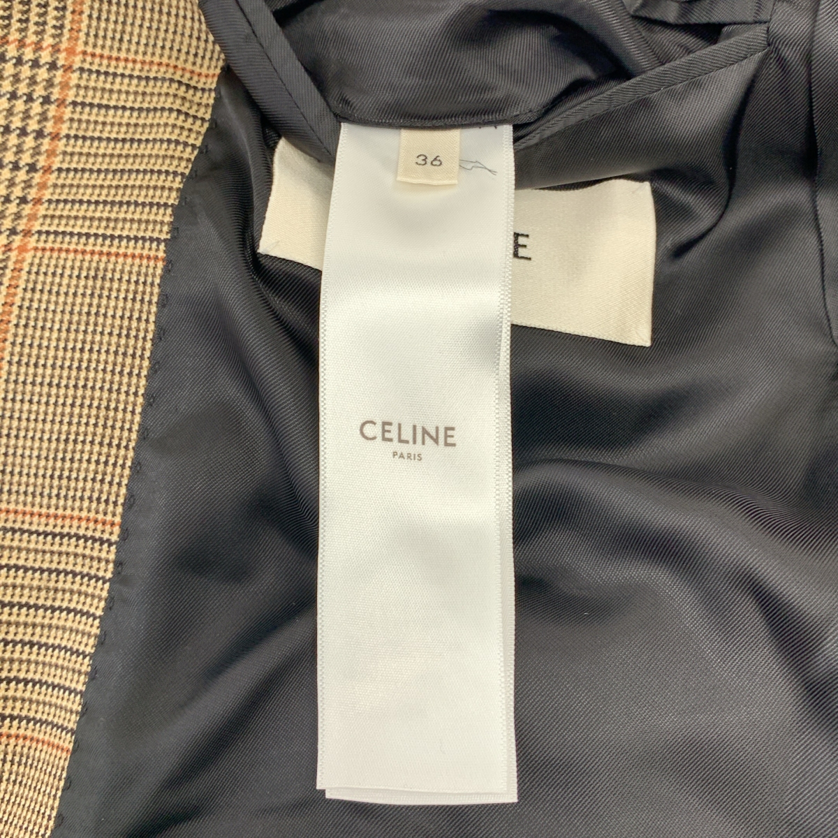 CELINE / セリーヌ ウール チェック 2B シングルブレスト テーラードジャケット / 総裏地