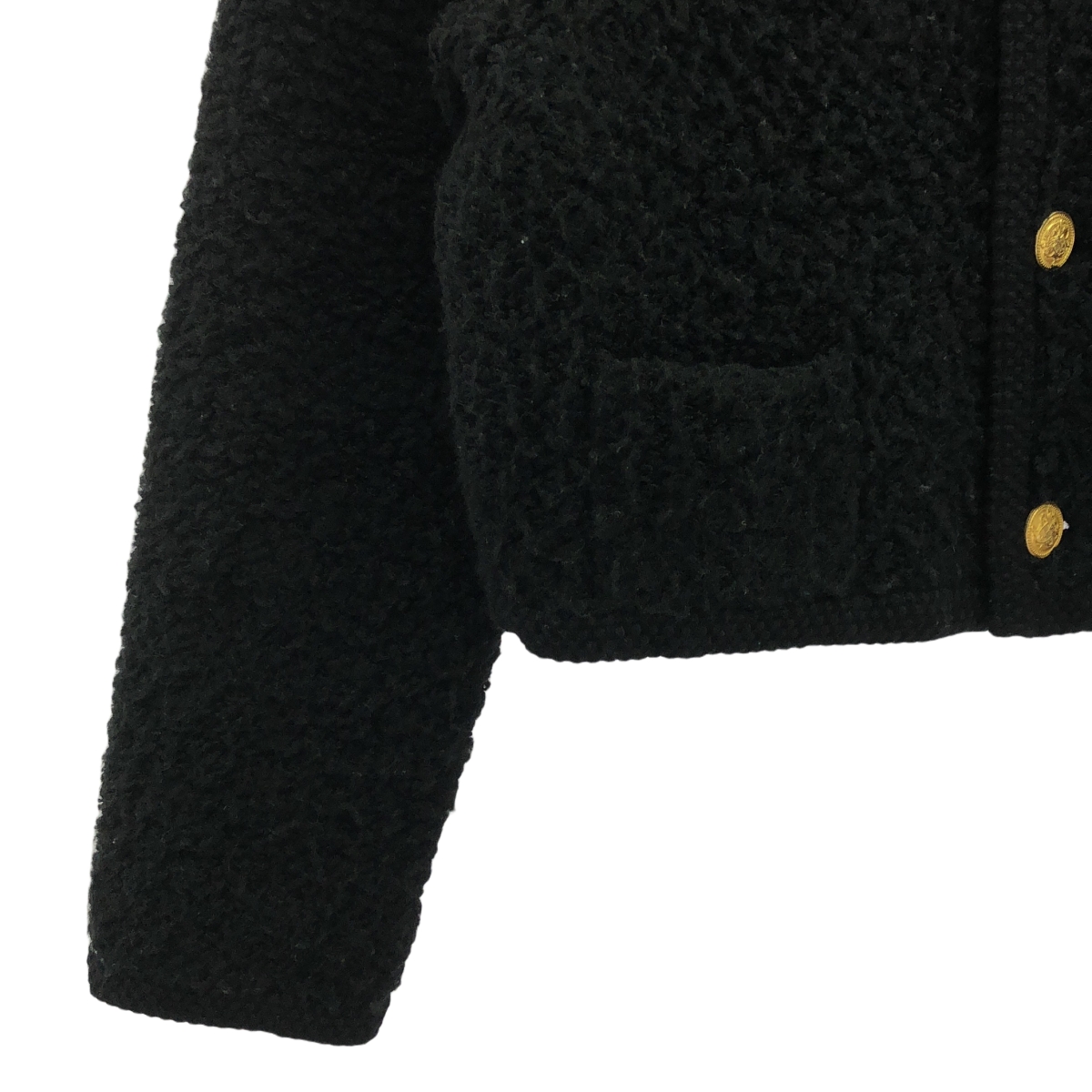 その他 金ボタン ボア ムートン クルーネックカーディガン