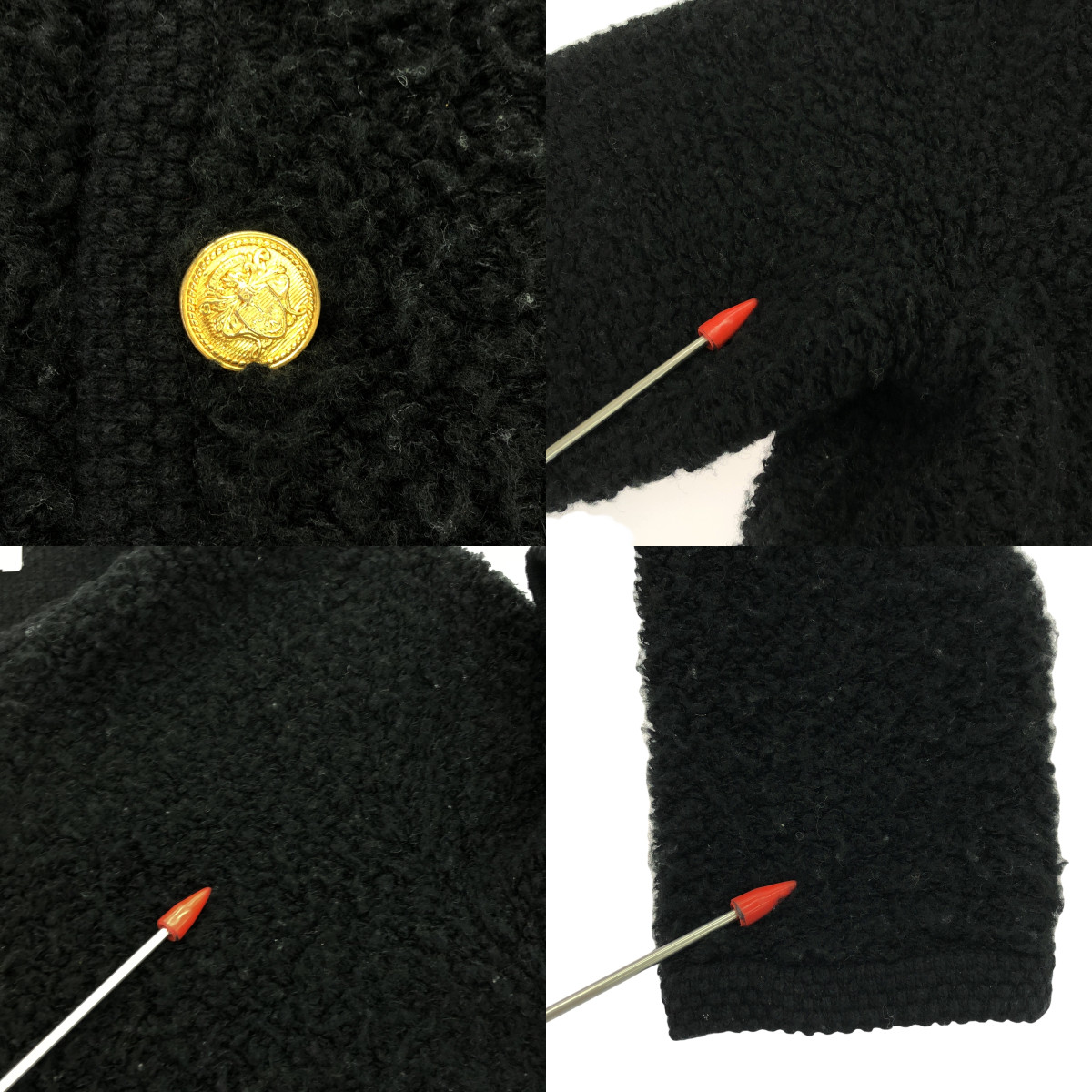 その他 金ボタン ボア ムートン クルーネックカーディガン