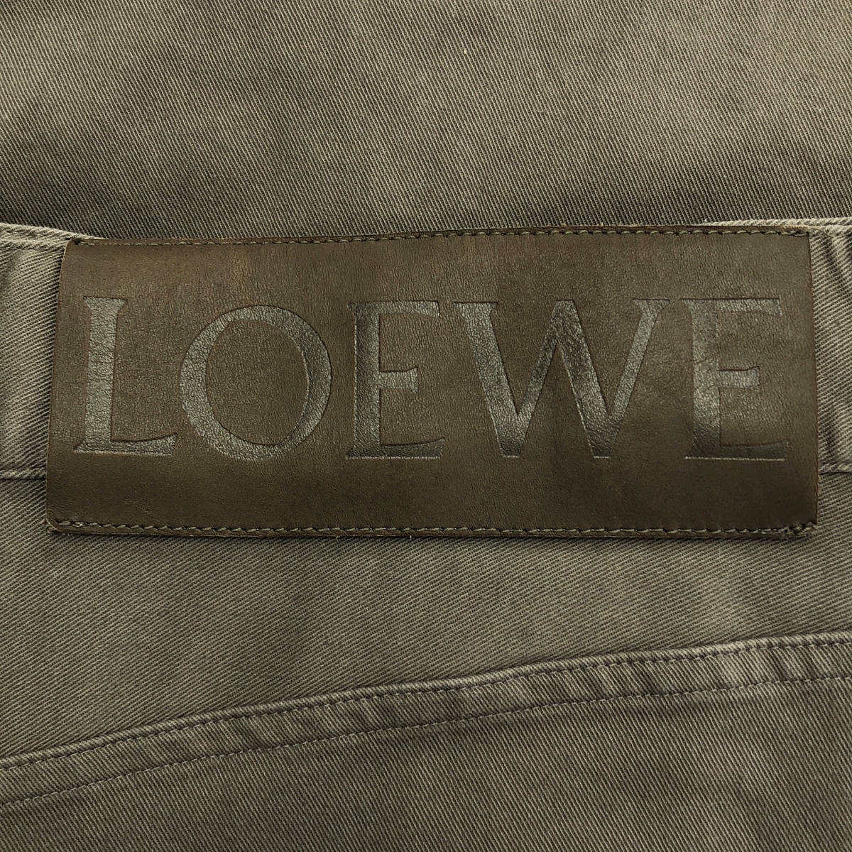 LOEWE / ロエベ ロゴ レザーパッチ ストレッチ タック ワイドパンツ