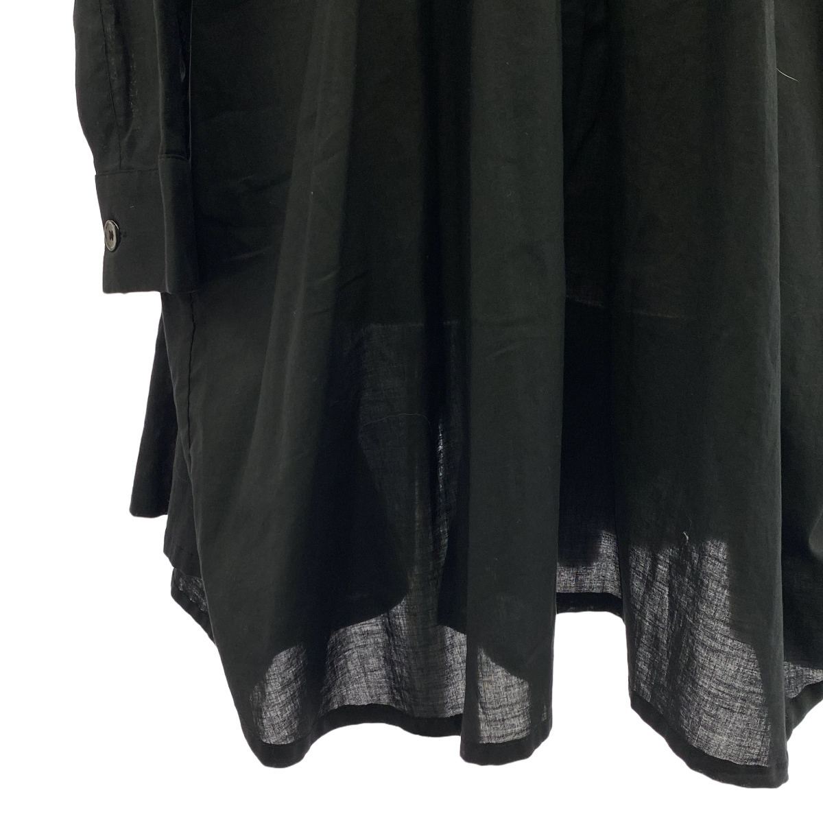 ANN DEMEULEMEESTER / アンドゥムルメステール ライン ギャザー バンドカラー ロングシャツ