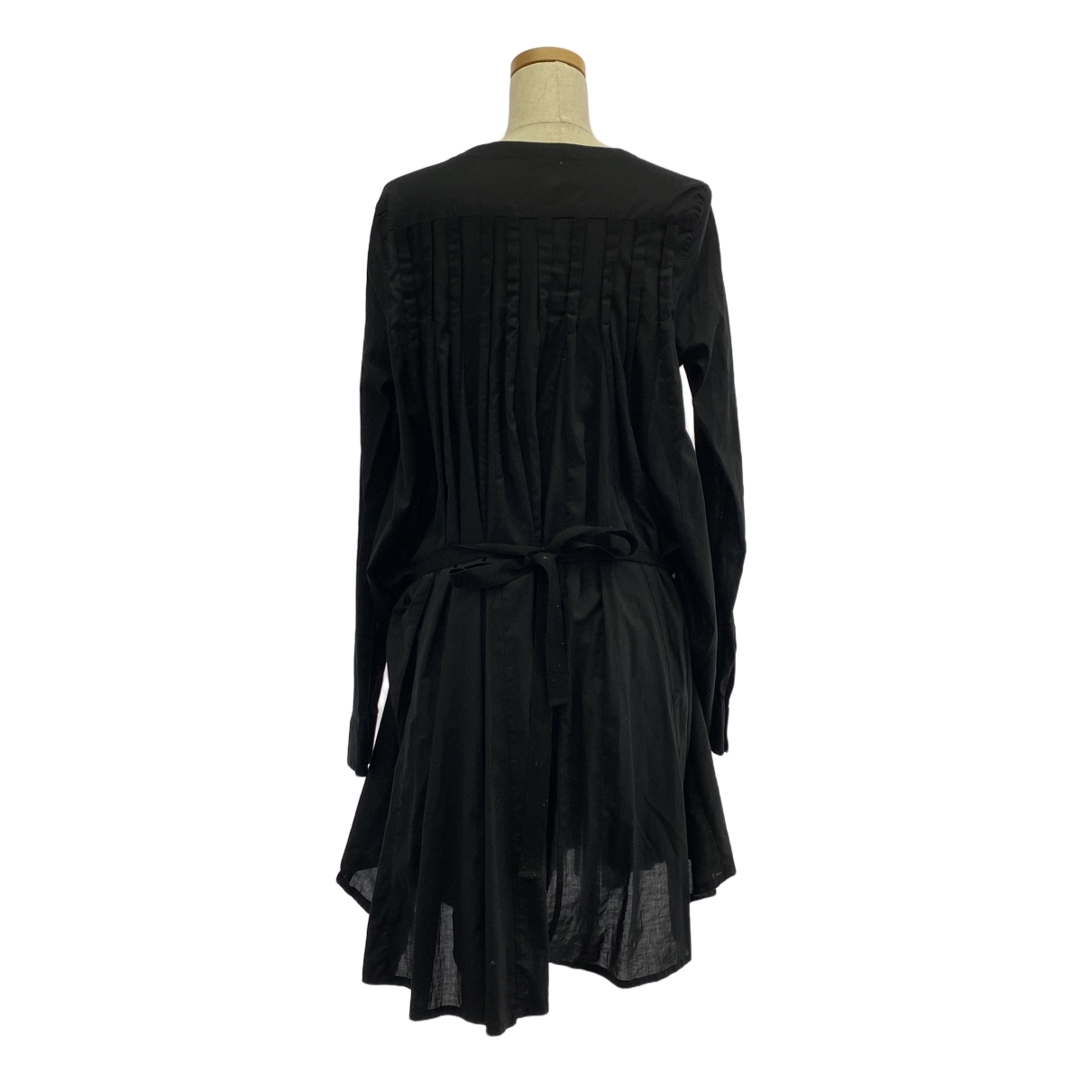 ANN DEMEULEMEESTER / アンドゥムルメステール ライン ギャザー バンドカラー ロングシャツ