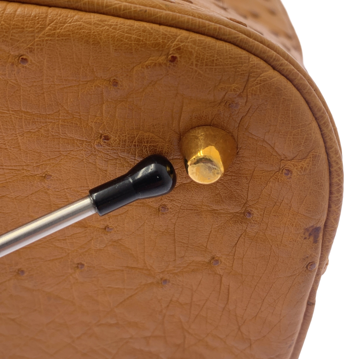 MORABITO / モラビト オーストリッチ レザー ロゴプレート ハンドバッグ