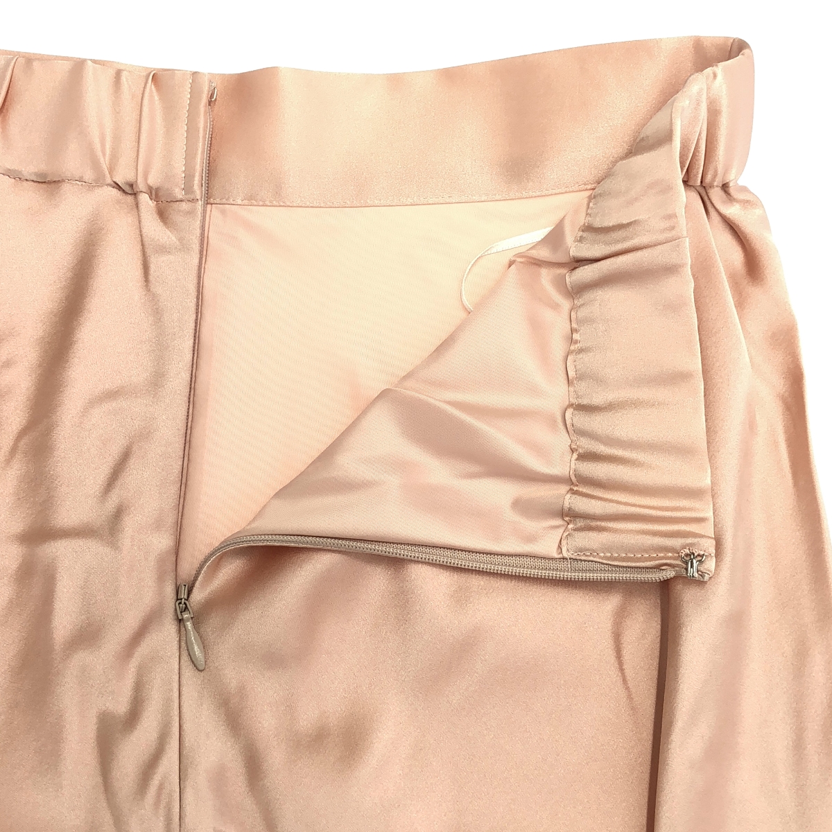 ESTNATION / エストネーション シルク バックジップ フレア ロングスカート