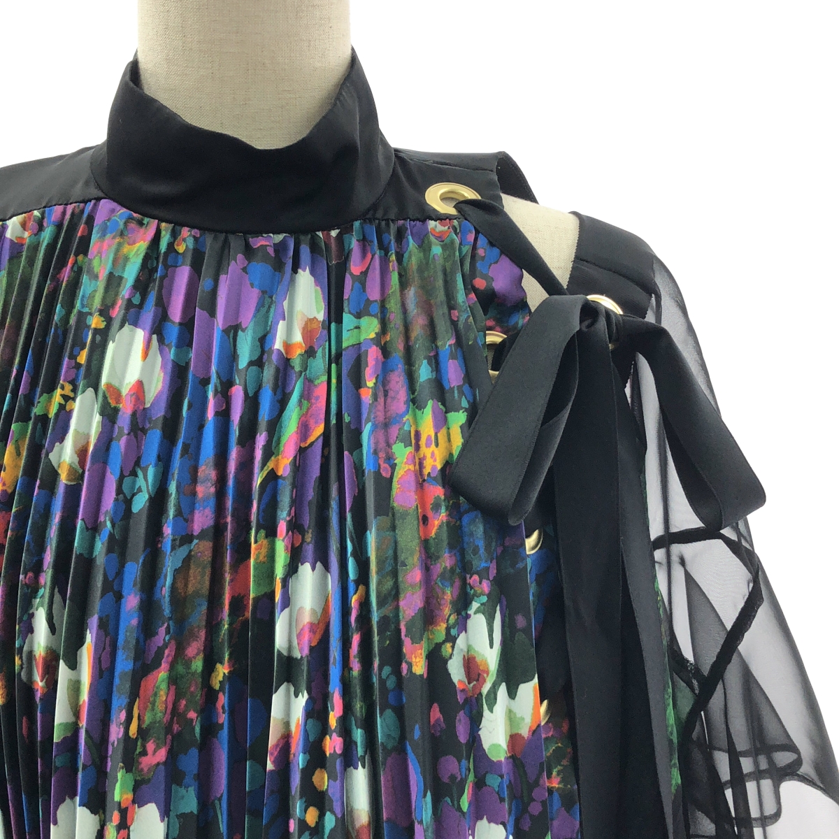 sacai / サカイ アシンメトリー ペイント プリント プリーツ ブラウス