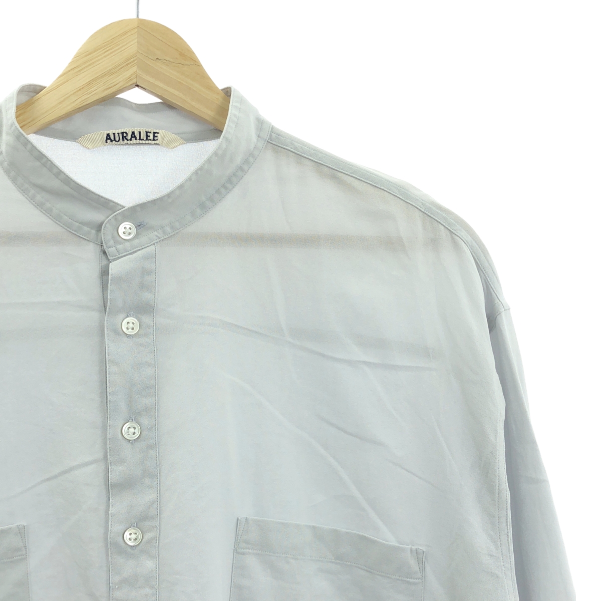 AURALEE / オーラリー SHUTTLE GEORGETTE CLOTH P/O SHIRTS バンドカラー プルオーバーシャツ