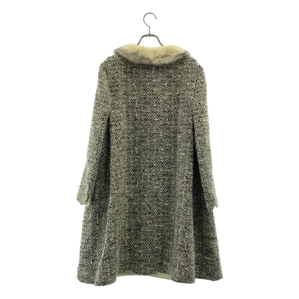 ADORE / アドーア ミンクファー デタッチャブルカラー ツイード ステンカラーコート