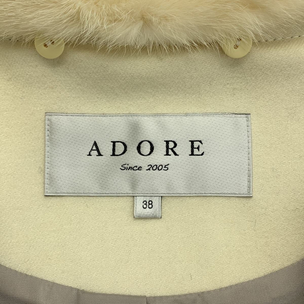 ADORE / アドーア ミンクファー デタッチャブルカラー ツイード ステンカラーコート