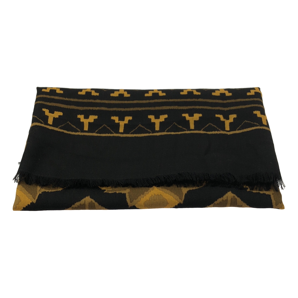 Cristaseya / クリスタセヤ PRINTED WOOL SHAWL WITH FRINGES ウール プリント フリンジ ストール ショール