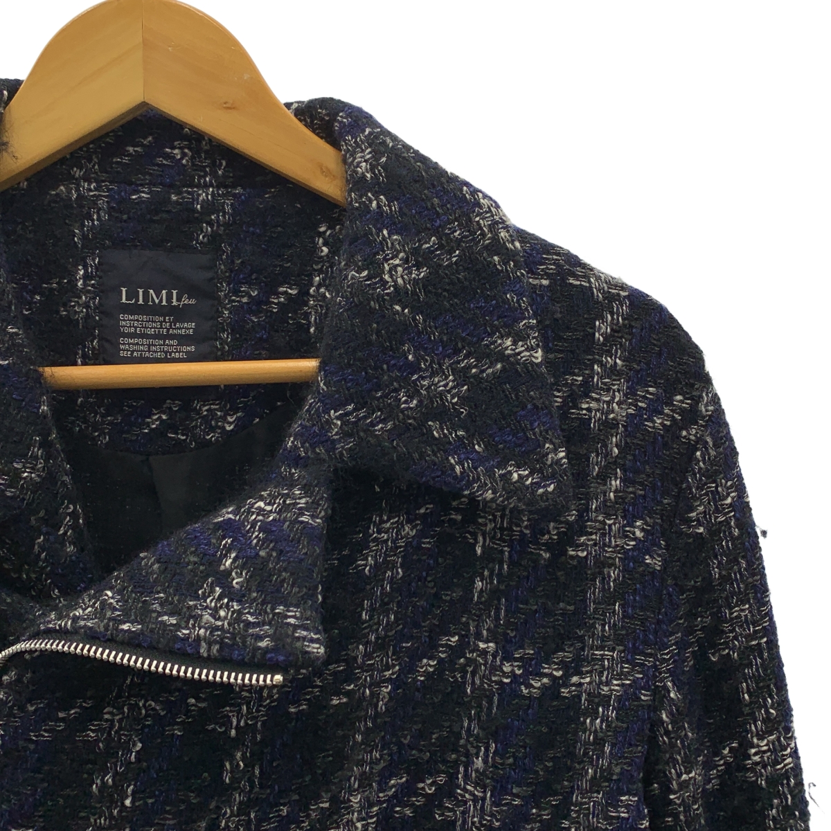 LIMI feu / リミフゥ ツイード ブルゾン ダブルジップ ジャケット