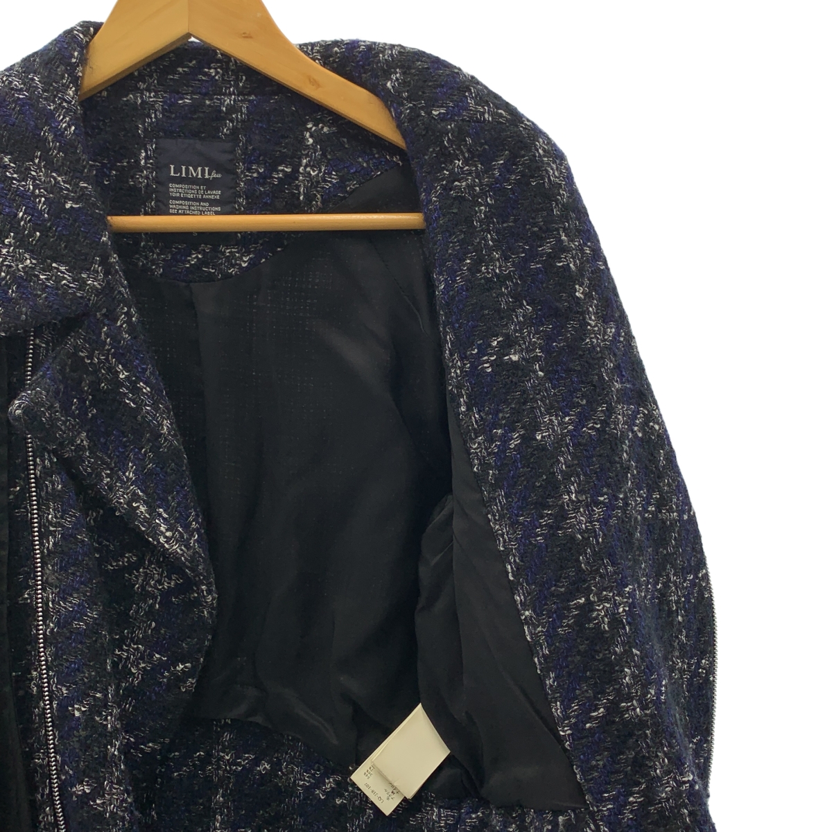 LIMI feu / リミフゥ ツイード ブルゾン ダブルジップ ジャケット