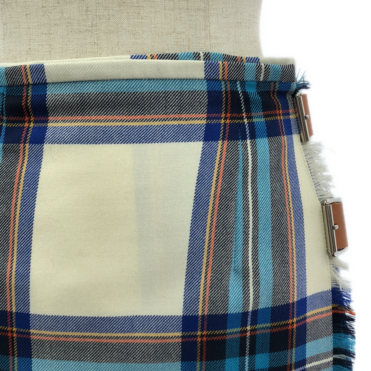 O'NEIL OF DUBLIN / オニールオブダブリン ウール チェック ラップ プリーツ ロングスカート