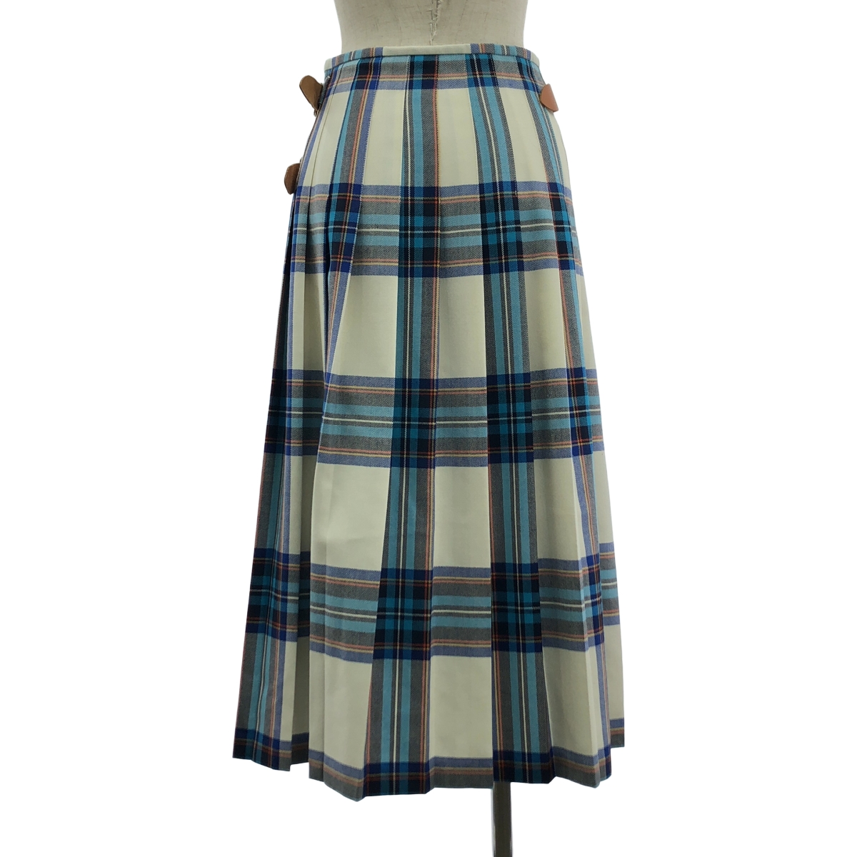 O'NEIL OF DUBLIN / オニールオブダブリン ウール チェック ラップ プリーツ ロングスカート