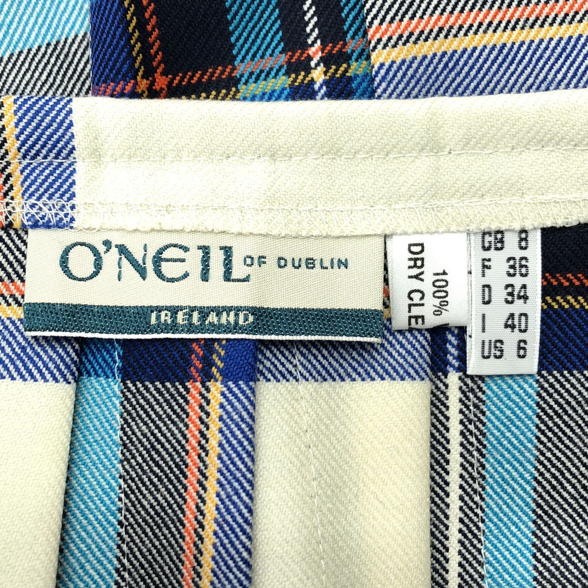 O'NEIL OF DUBLIN / オニールオブダブリン ウール チェック ラップ プリーツ ロングスカート