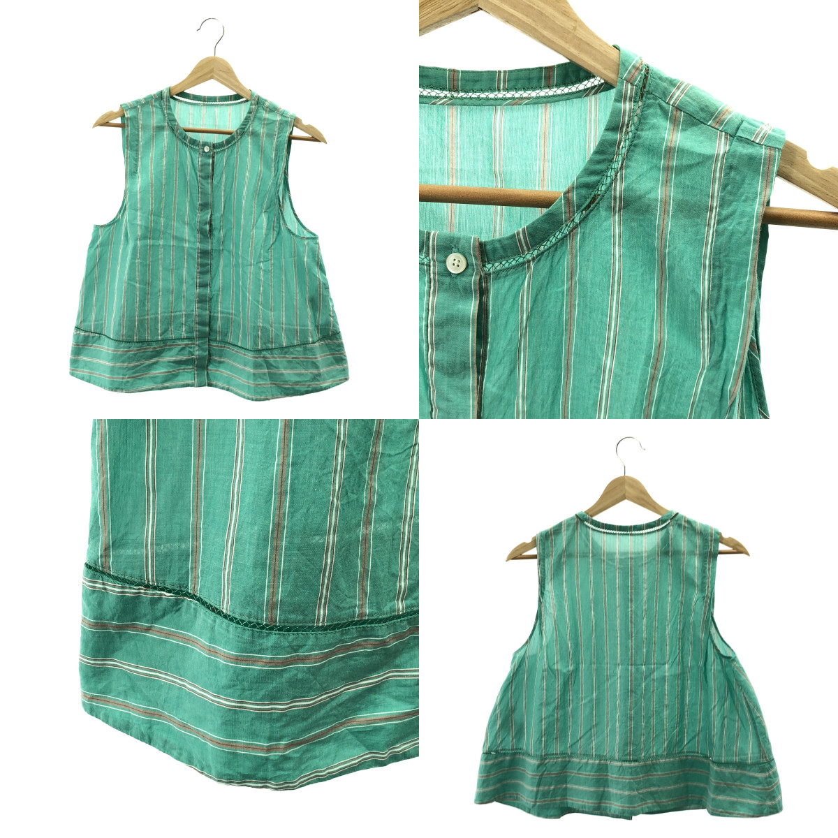 DES PRES / デプレ マドラスストライプ レイヤード ブラウス