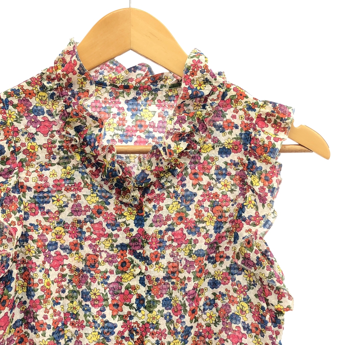 HYSTERIC GLAMOUR / ヒステリックグラマー FLOWER BEAR 総柄 ノースリーブ フリル ブラウス