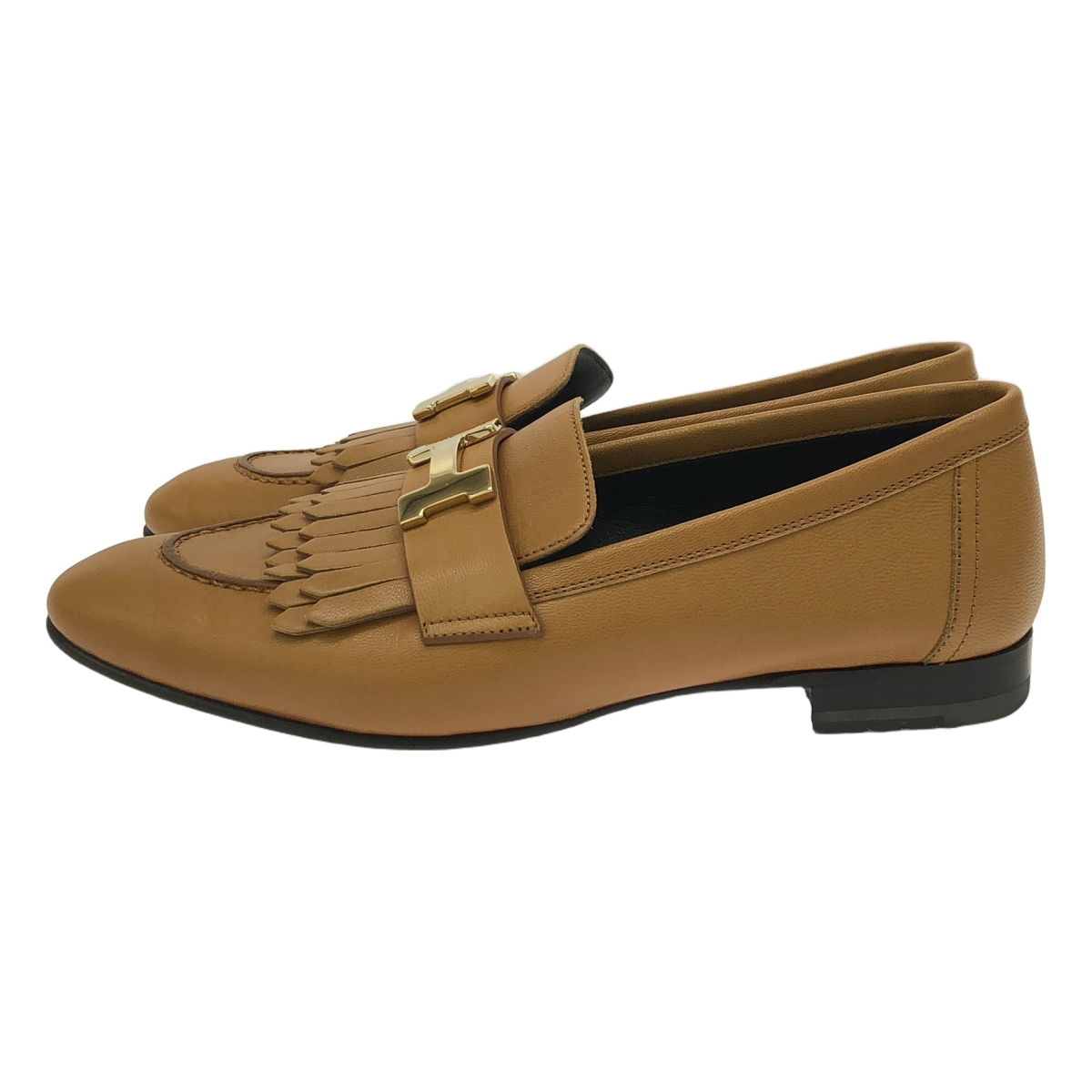 HERMES / エルメス ロワイヤル コンスタンス Hロゴ / レザー キルト フリンジ ローファー 革靴