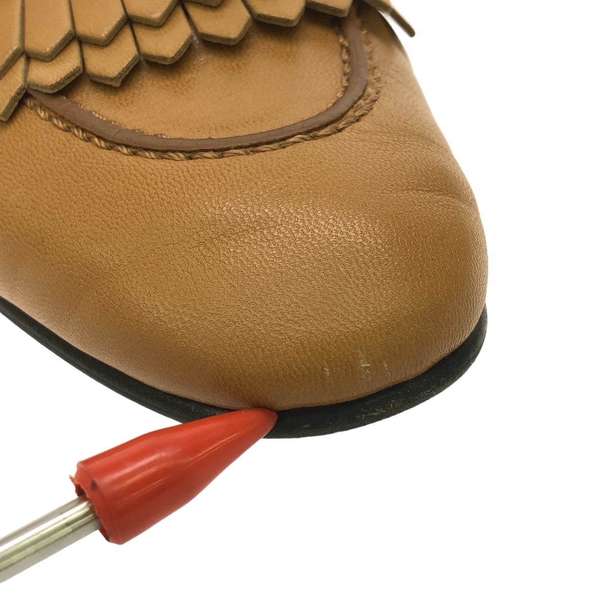 HERMES / エルメス ロワイヤル コンスタンス Hロゴ / レザー キルト フリンジ ローファー 革靴