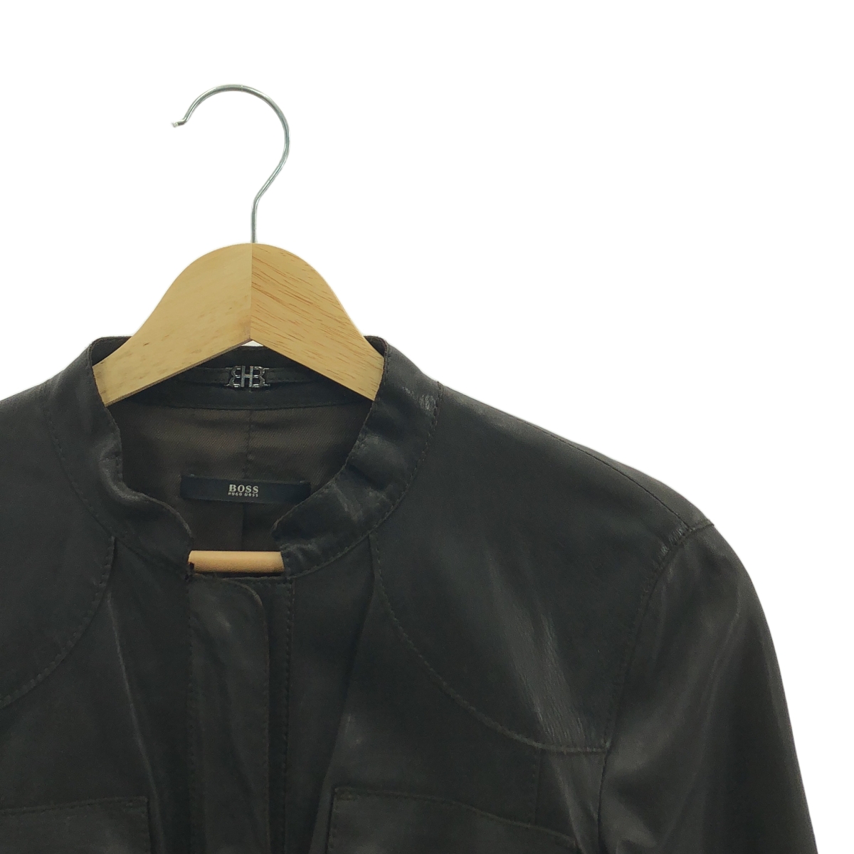 HUGO BOSS / ヒューゴボス スタンドカラー レザー シャツ ジャケット