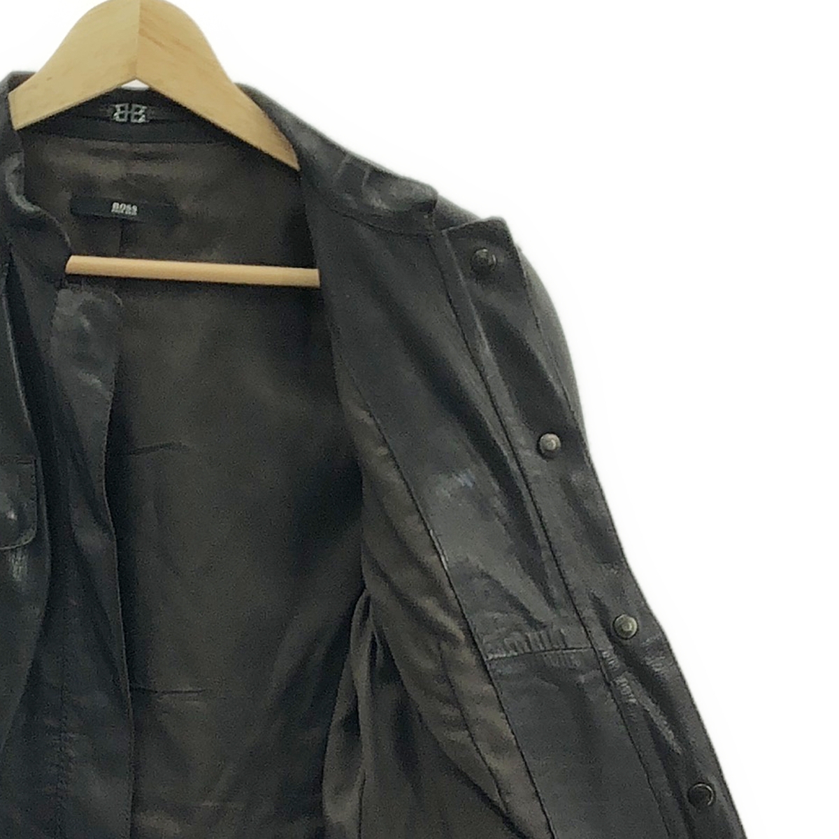 HUGO BOSS / ヒューゴボス スタンドカラー レザー シャツ ジャケット