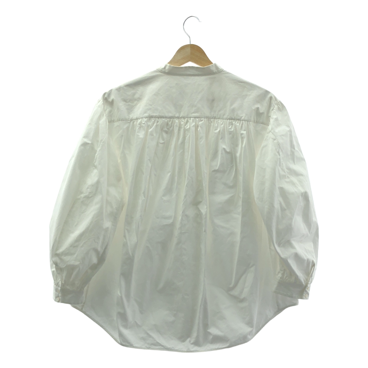 JIL SANDER / ジルサンダー コットン バンドカラー ギャザー パフスリーブ ブラウス