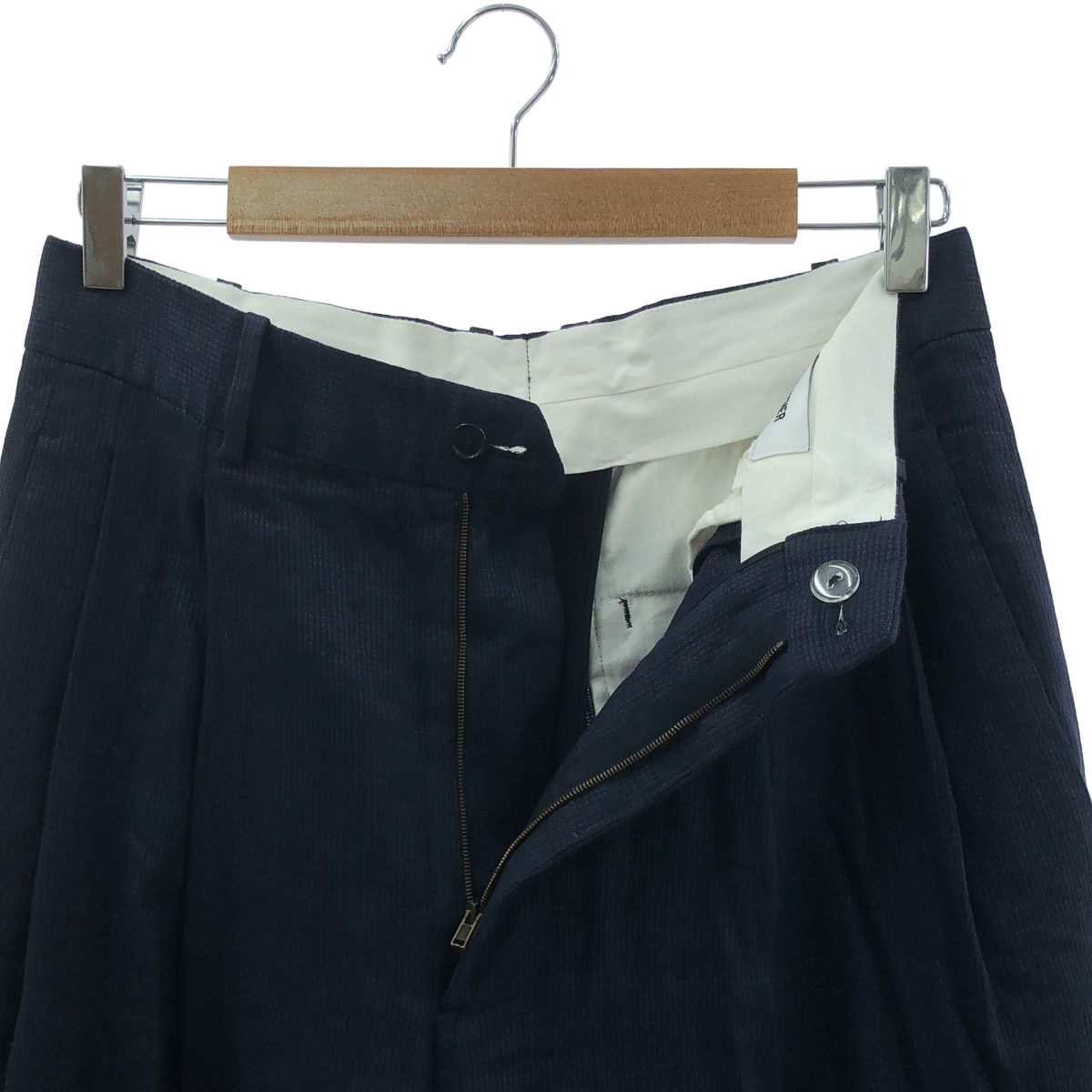 HED MAYNER / ヘドメイナー Elongated Trousers リネン ウール 2タック ワイドスラックス