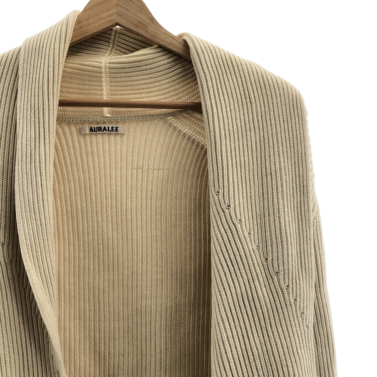 AURALEE / オーラリー リブ ニット ショールカラー カーディガン