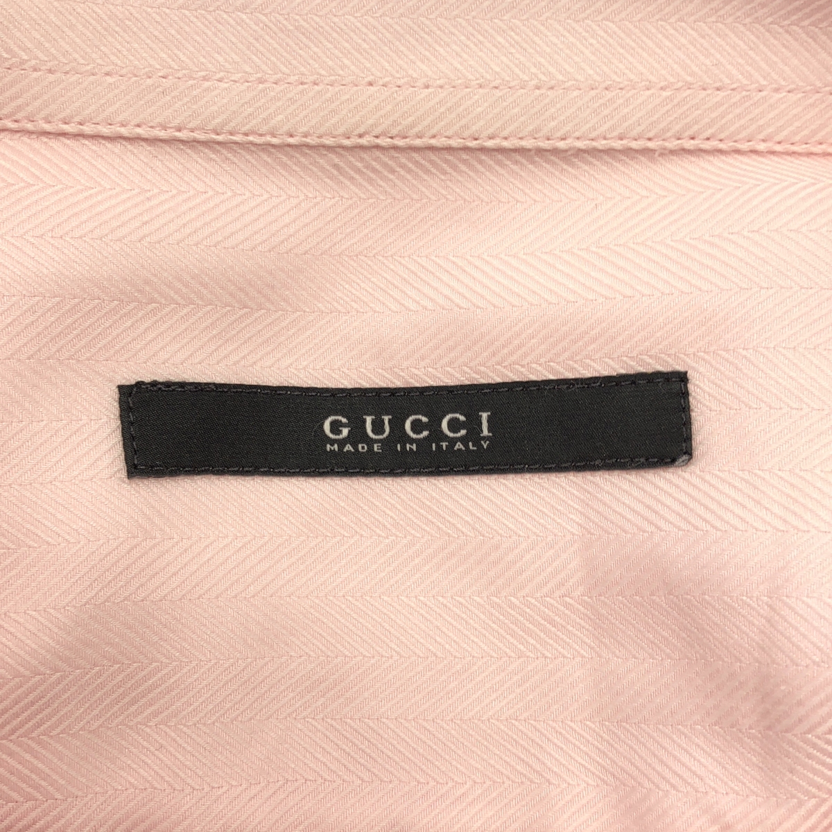 GUCCI / グッチ ヘリンボーン ロゴボタン ビッグカラー ドレスシャツ