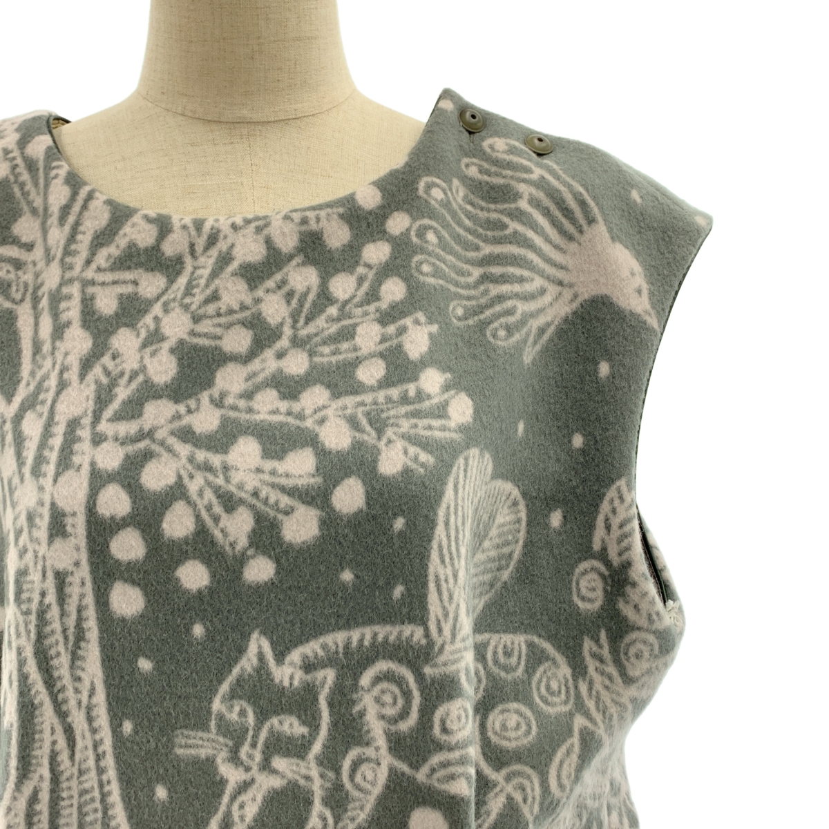 mina perhonen / ミナペルホネン imagine ウールメルトン 総柄 ワイド ノースリーブワンピース