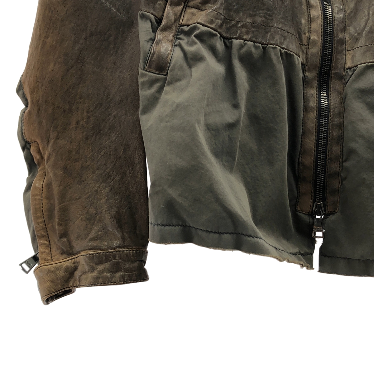 DOLCE&GABBANA / ドルチェ&ガッバーナドルガバ レザー コットン 切替 ライダースジャケット