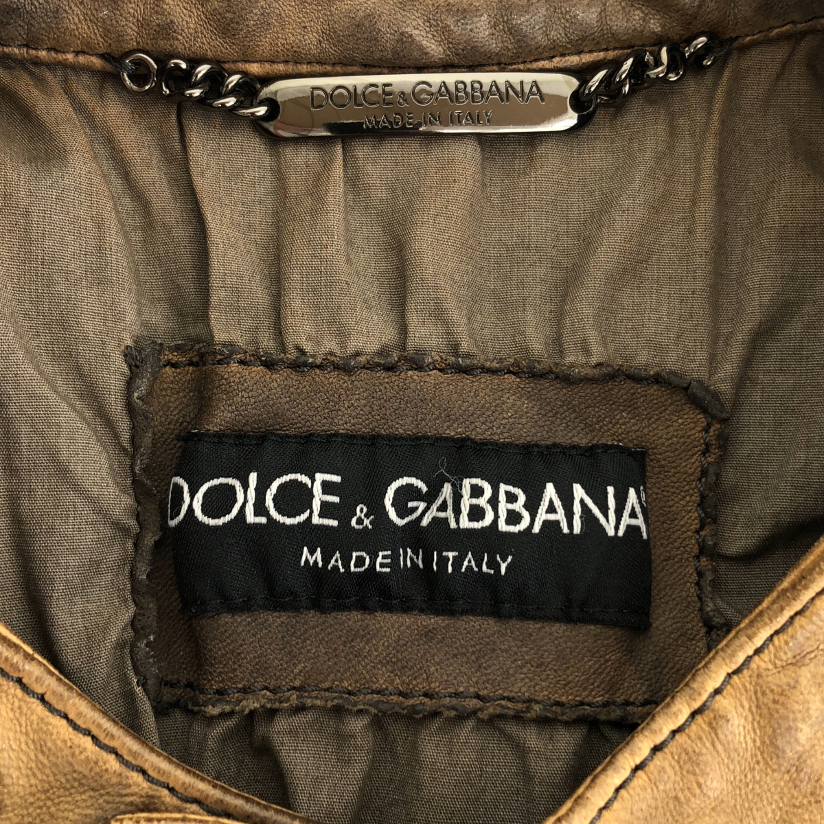 DOLCE&GABBANA / ドルチェ&ガッバーナドルガバ レザー コットン 切替 ライダースジャケット