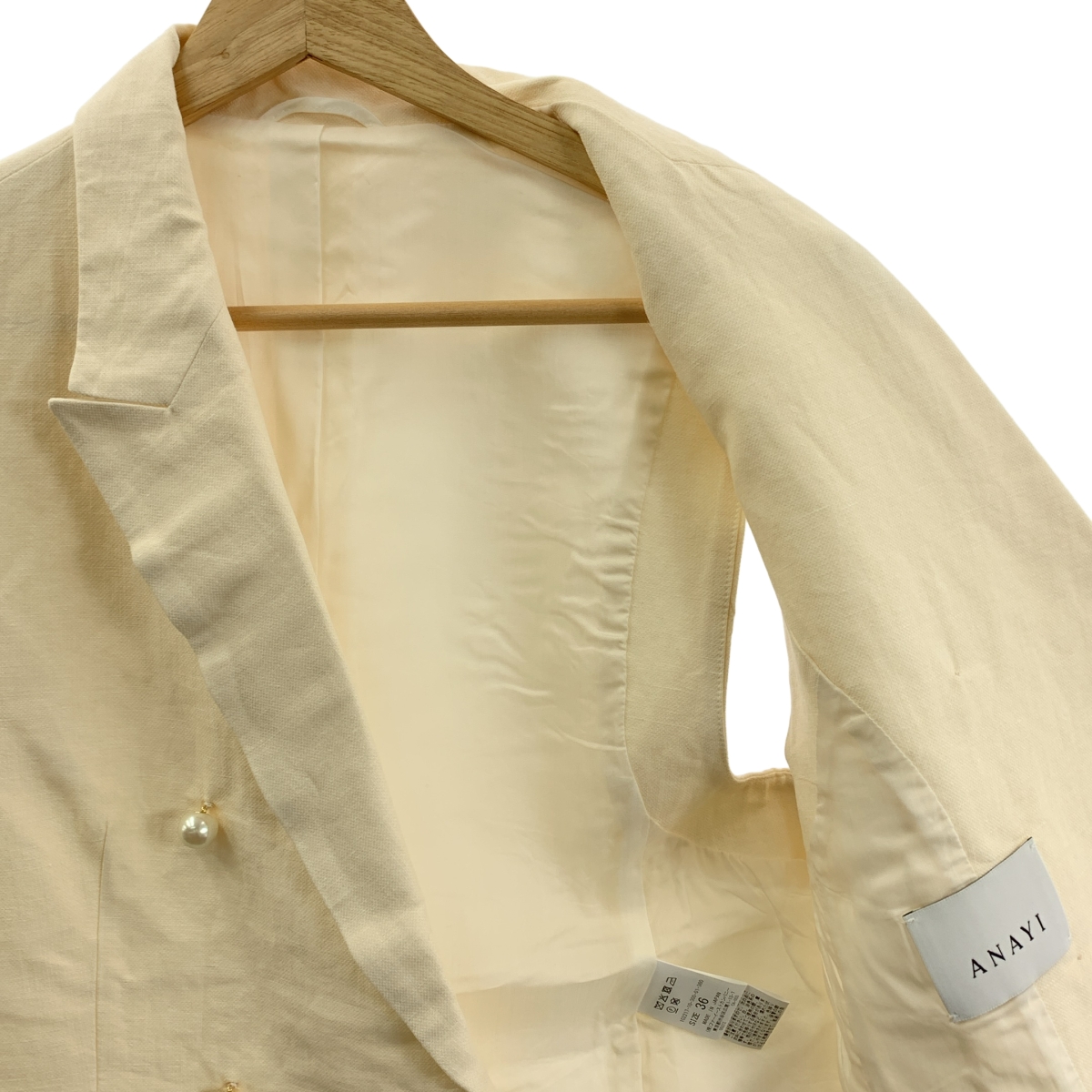 その他 リネン コットン パールボタン ダブルブレスト テーラード ジレ ベスト